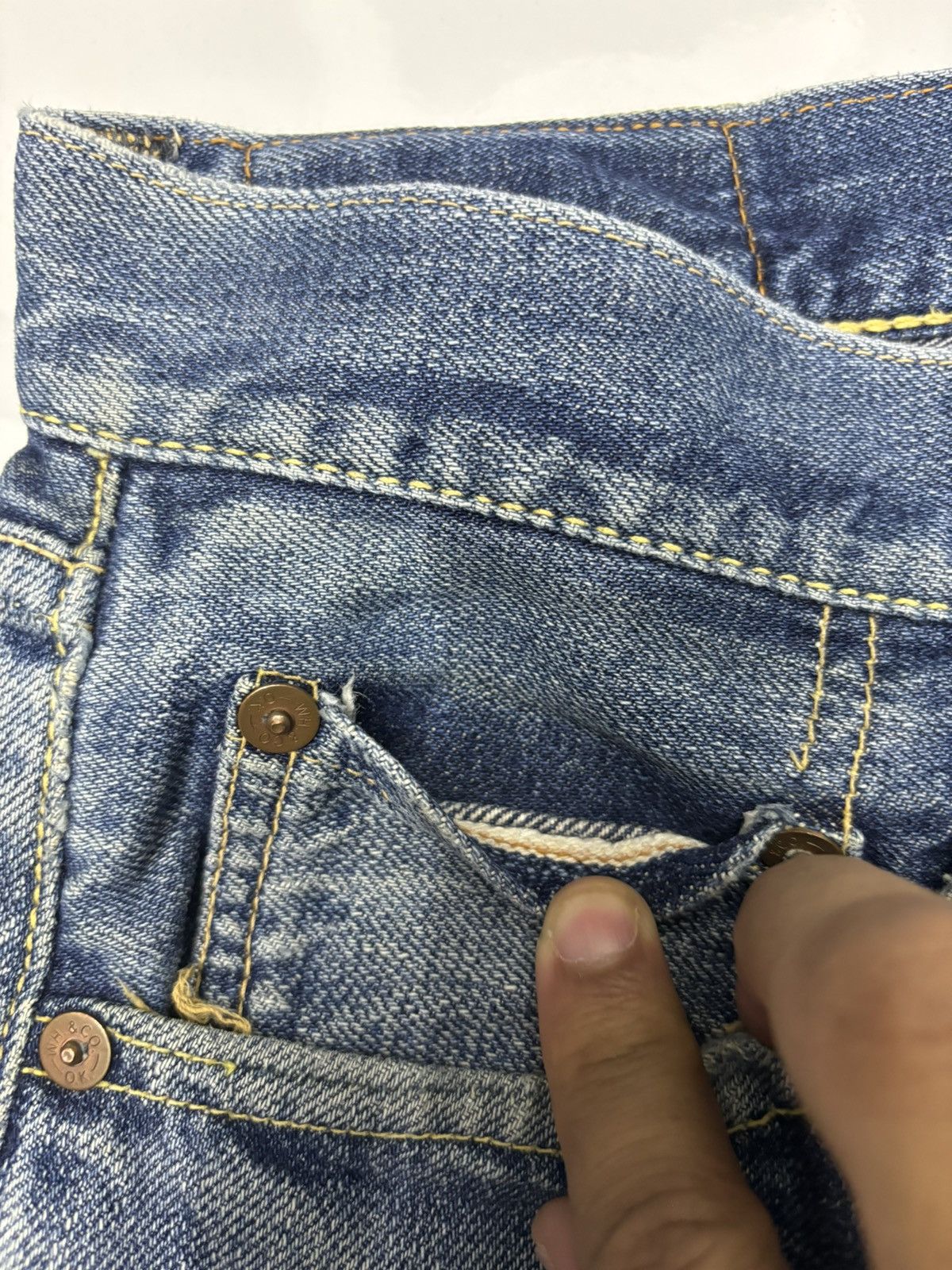 Sugar Cane VINTAGE 80s WAREHOUSE REDLINE SELVEDGE DENIM JEANS Size US 30 / EU 46 - 9 Thumbnail