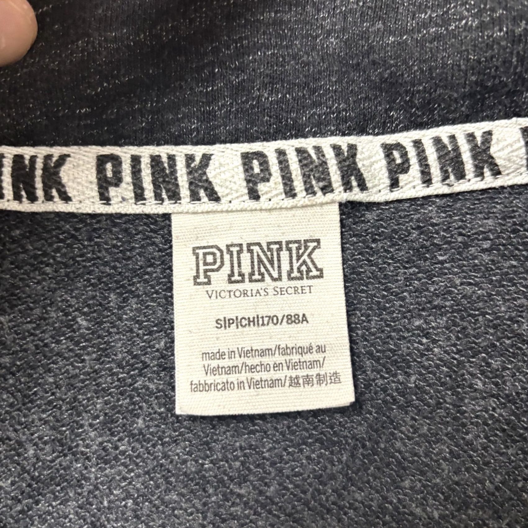 Pinko PINK Victoria's Secret Sweatshirt Womens Small Gray 1/4 Zip Mock Neck College Logo 86 Dog Size S / US 4 / IT 40 - 2 Thumbnail