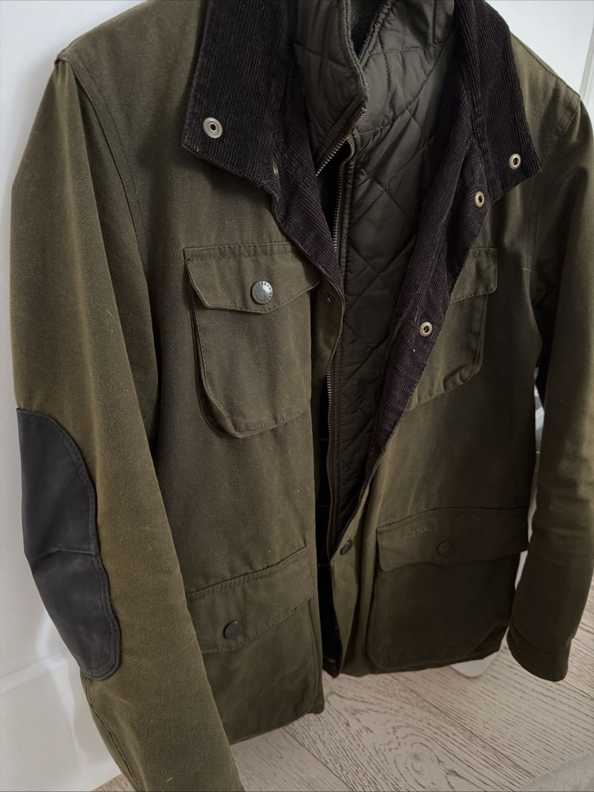 Barbour Barbour Ogston Waxed Jacket Olive Oban Padded Leather Sleeve Size US S / EU 44-46 / 1 - 2 Thumbnail
