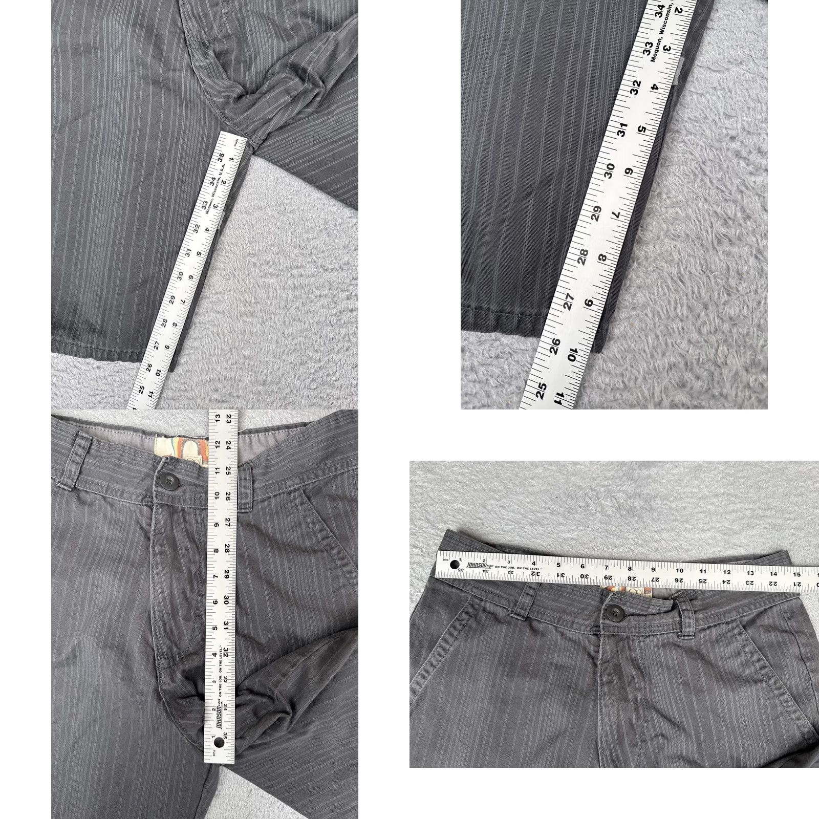 Vintage Op Shorts Mens 32 Gray Striped Canvas Chino Flat Front 10 Inseam Casual Summer Size US 32 / EU 48 - 8 Thumbnail