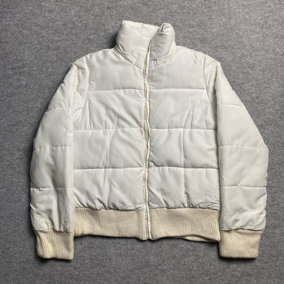 image of Archival Clothing Sabbath Cropped Fit Puffer White Jackect, Men's (Size Medium)