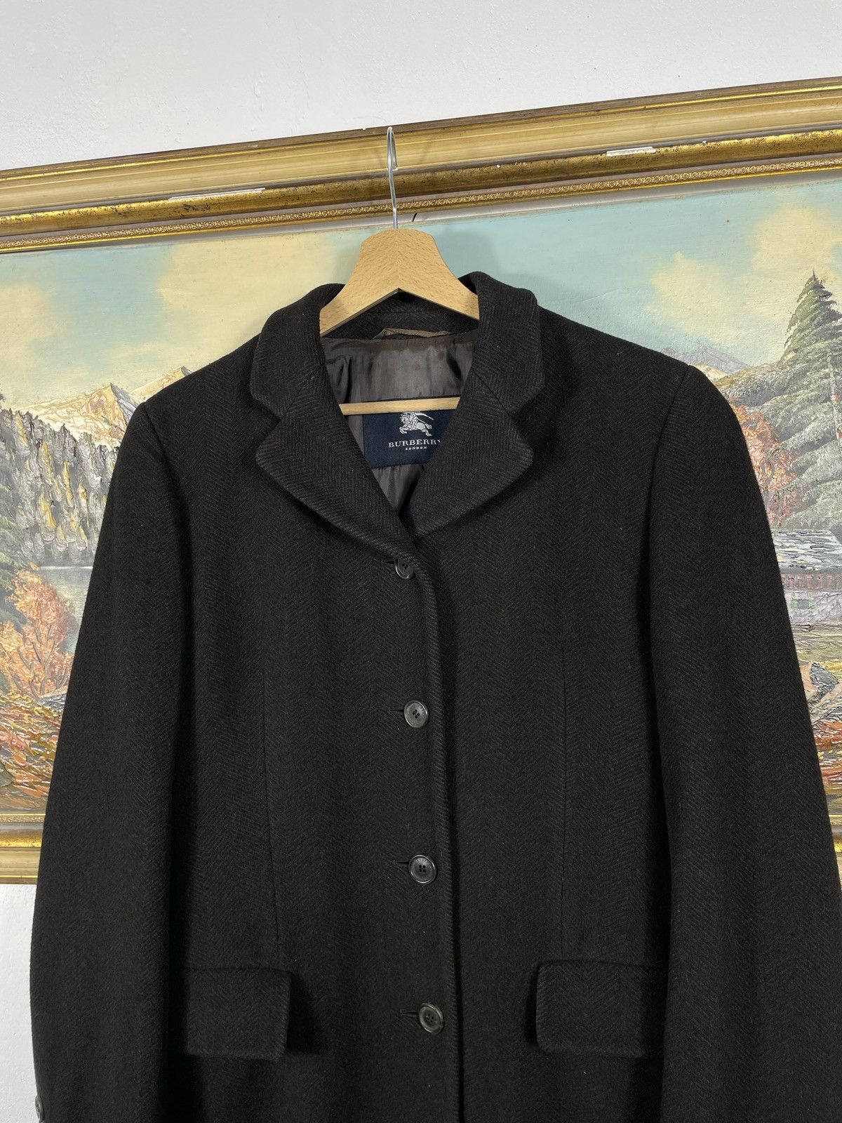 Burberry × Designer × Vintage Burberry Retro 90s Thick Wool Brown Heavy Coat Size S / US 4 / IT 40 - 4 Thumbnail