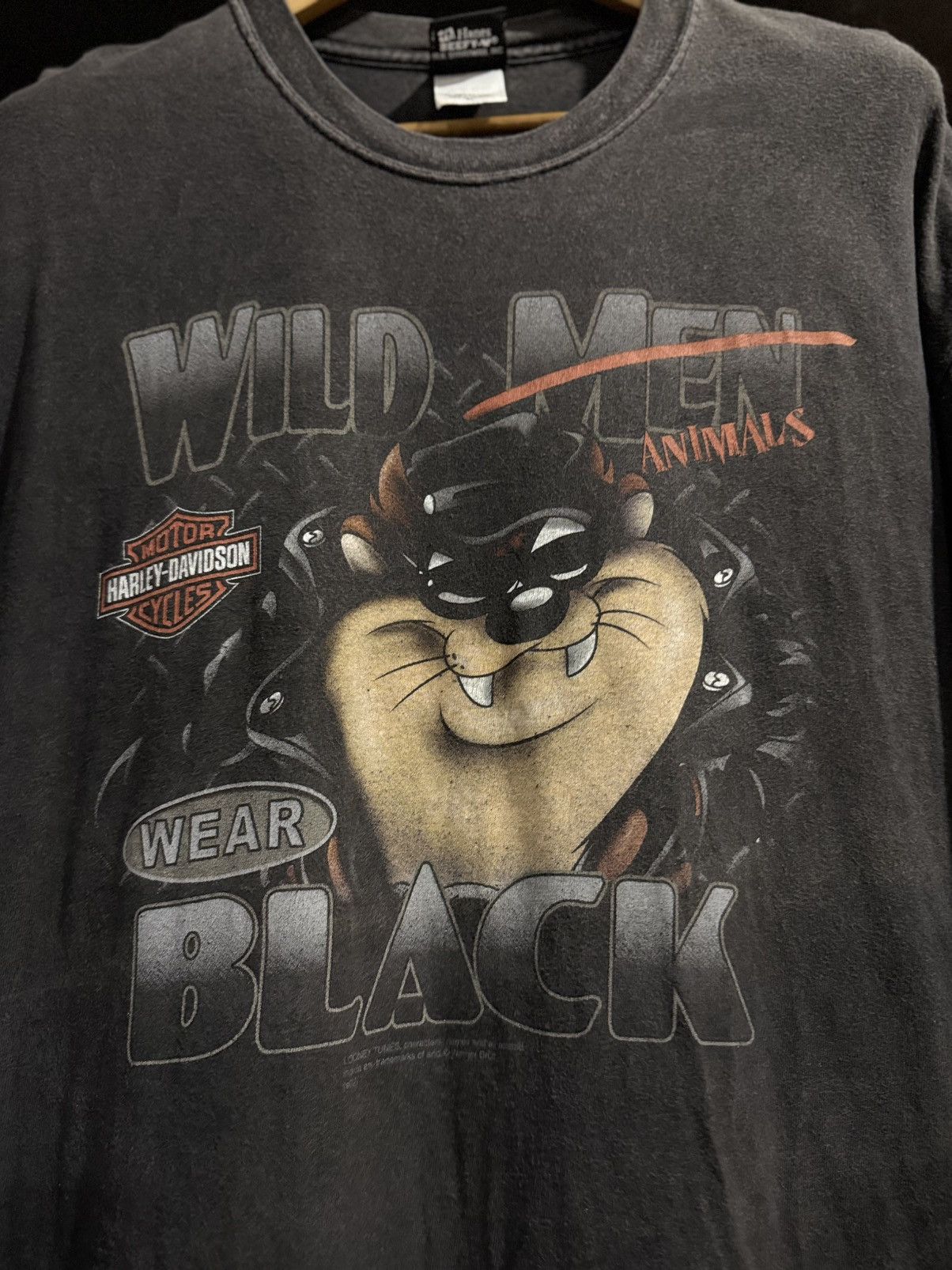 Harley Davidson Vintage Harley Davison Wild Animals Black Taz Faded Tee Size US XL / EU 56 / 4 - 3 Thumbnail