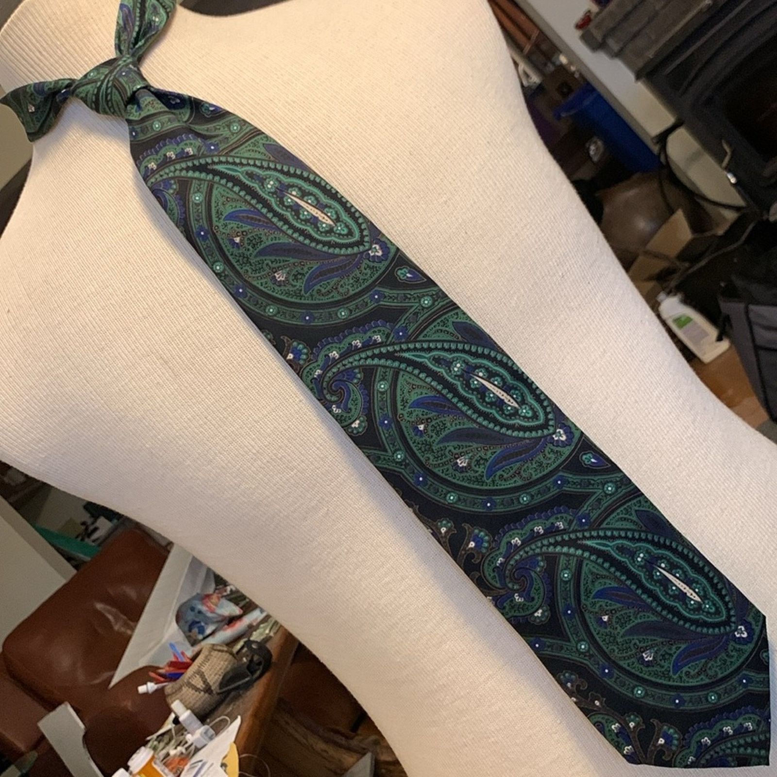 Gianfranco Ferre Gianfranco Ferre Italy blue green silk twill paisley necktie Size ONE SIZE - 6 Thumbnail