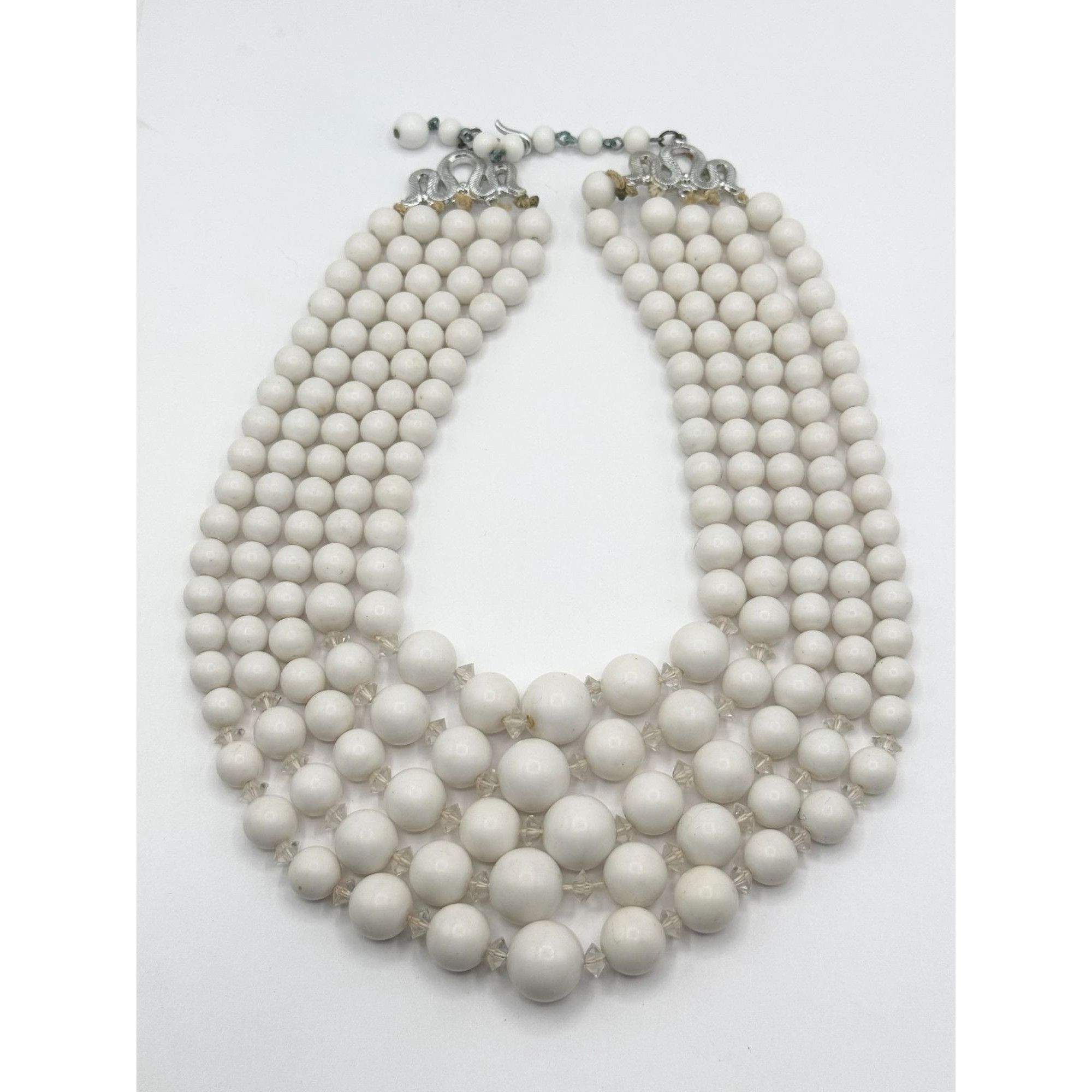 Vintage Vintage five strand crystal white beaded necklace Size ONE SIZE - 3 Thumbnail