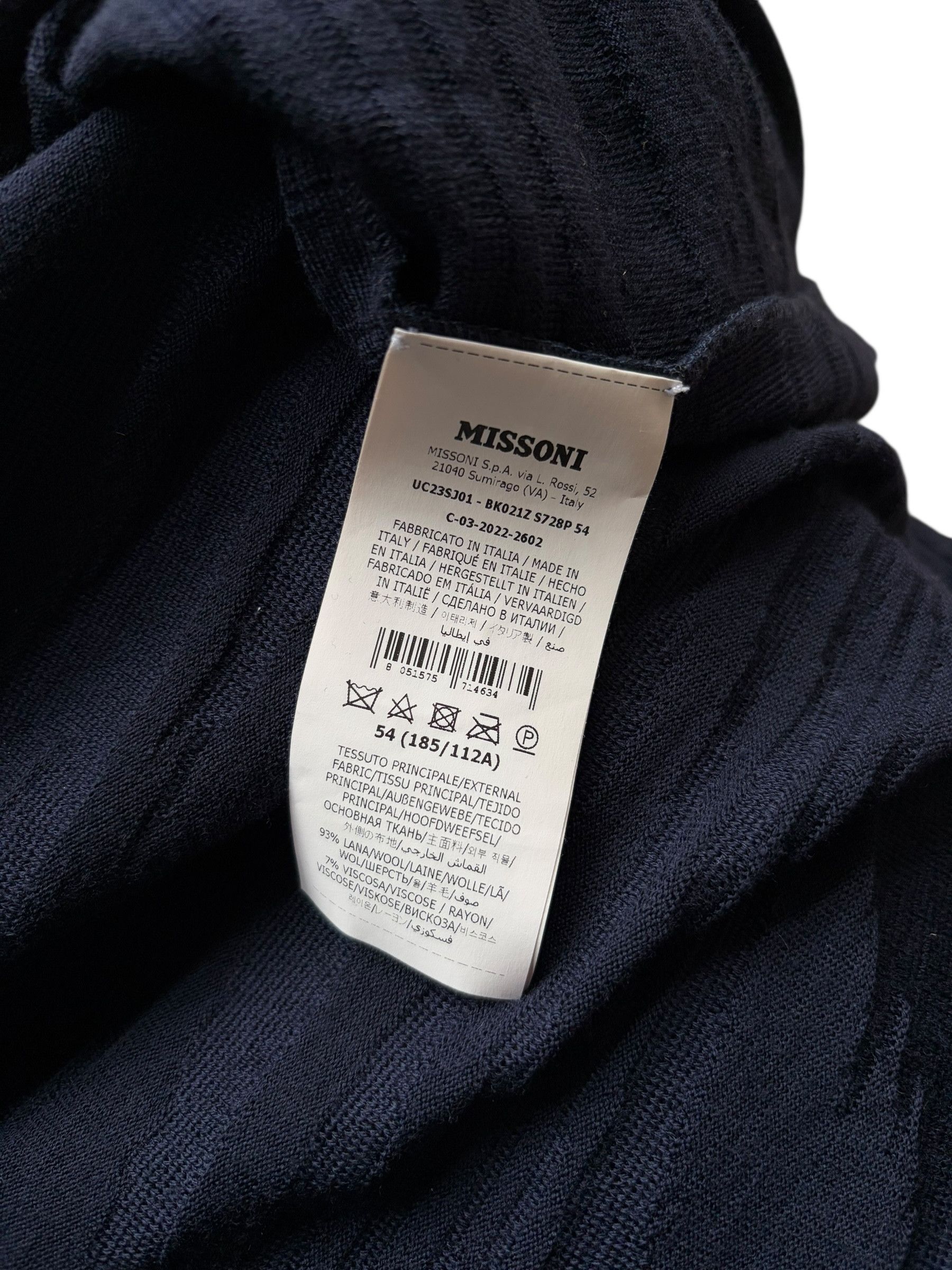 Missoni Missoni Navy Blue & White Wool Button Up Shirt Size US XXL / EU 58 / 5 - 4 Thumbnail