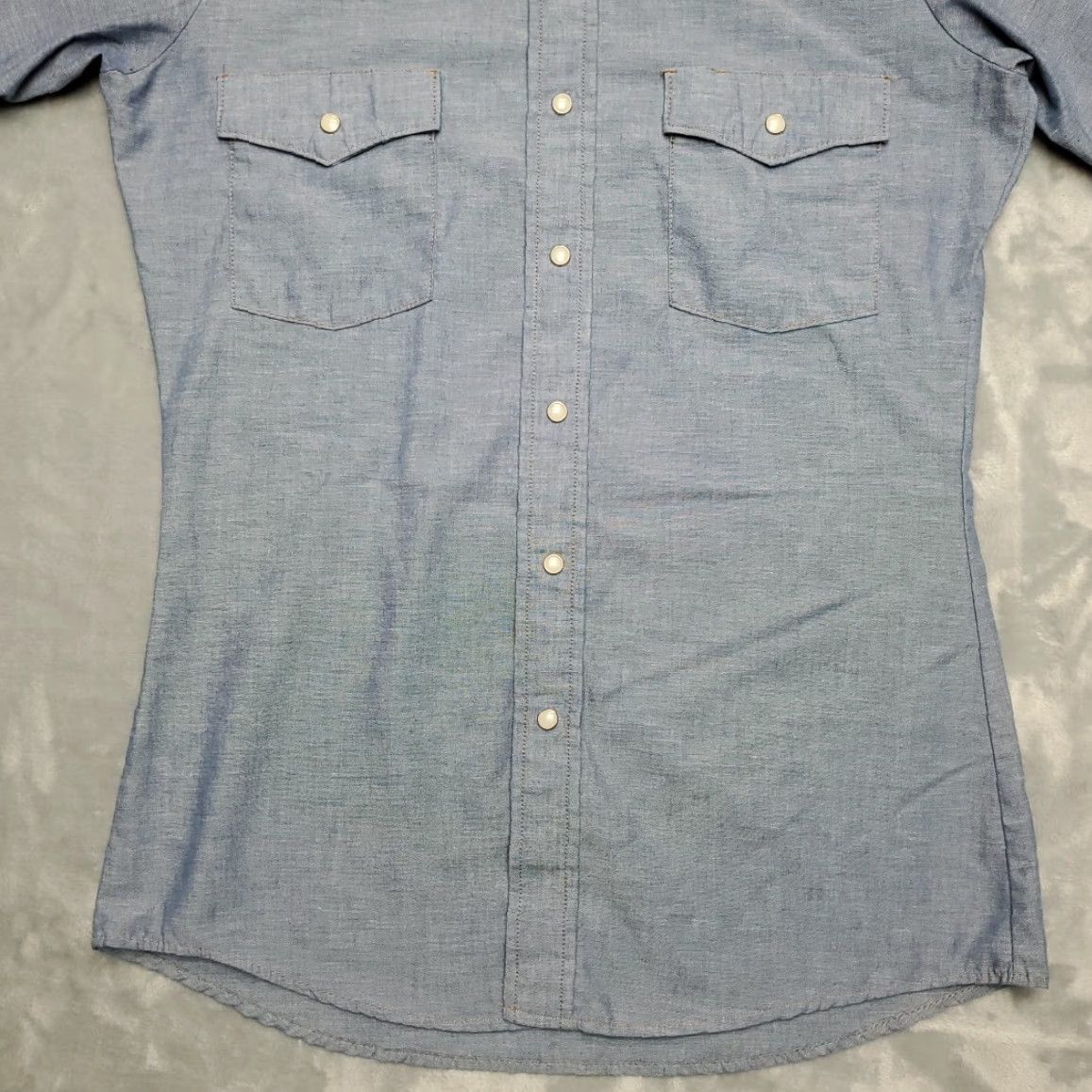 Vintage VTG Saddle King Shirt Sz 14.5 Blue Chambray Pearl Snap Western Shepp Ranch Idaho Size US S / EU 44-46 / 1 - 2 Thumbnail