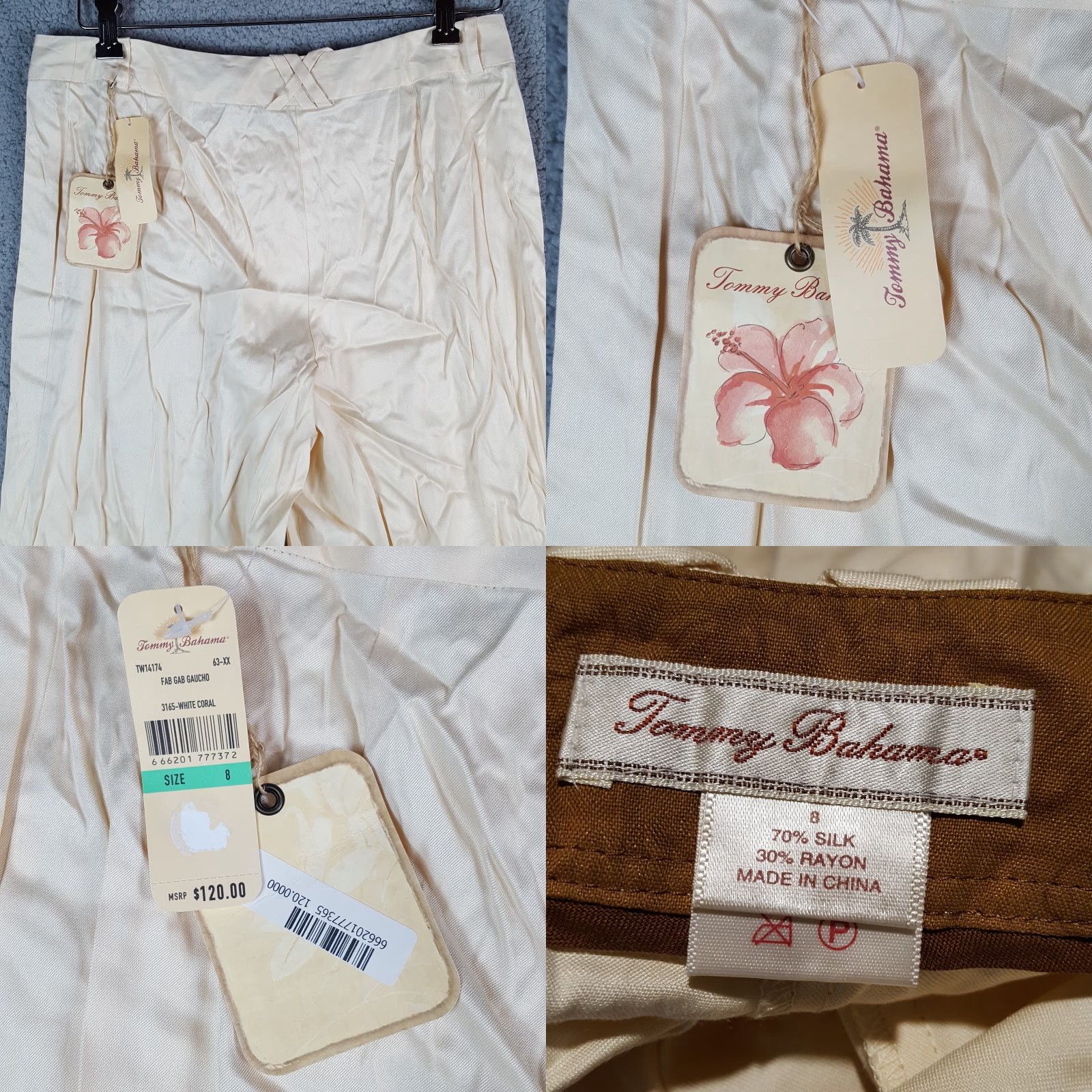 Tommy Bahama VINTAGE Y2K Silk Wide Leg Capris Women's Size 8 Capri Pants 2000s Relaxed Fit Size 24" / US 00 / IT 34 - 8 Thumbnail