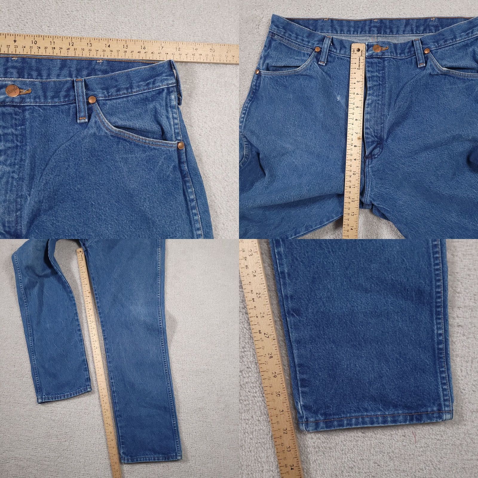 Wrangler VINTAGE Wrangler Cowboy Cut Jeans 13MWZ Original Fit Men 35x32 Hemmed Workwear Blue Denim 5-Pocket Mens Jeans Western Cowboy Size US 35 - 8 Thumbnail