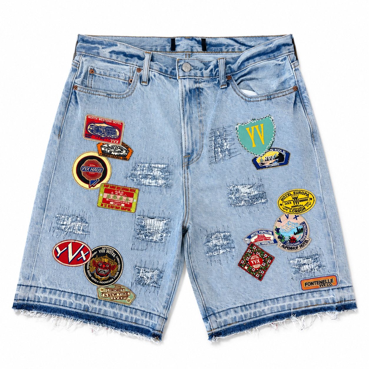 YVX YVX Renovated Patch Jean Shorts Denim Size US 33 - 1 Thumbnail