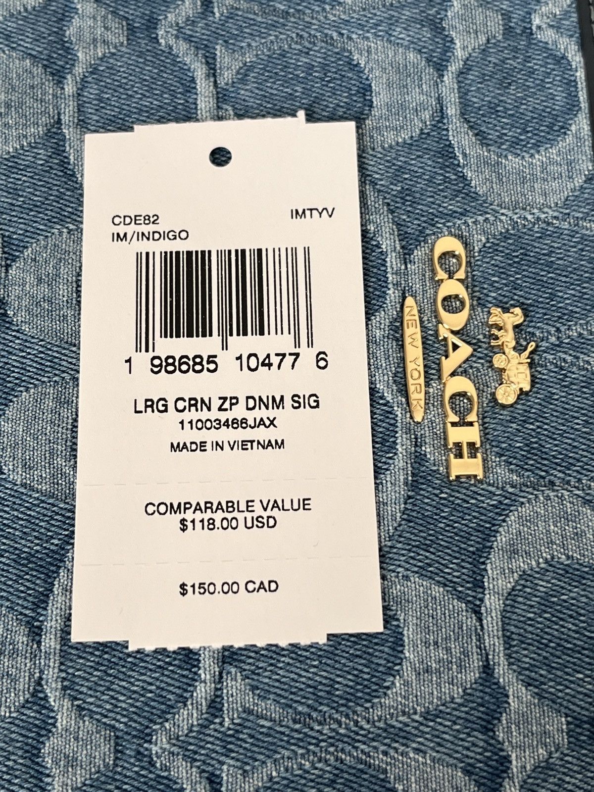 Coach Coach Large Corner Zip Wristlet Signature Denim Size ONE SIZE - 6 Thumbnail