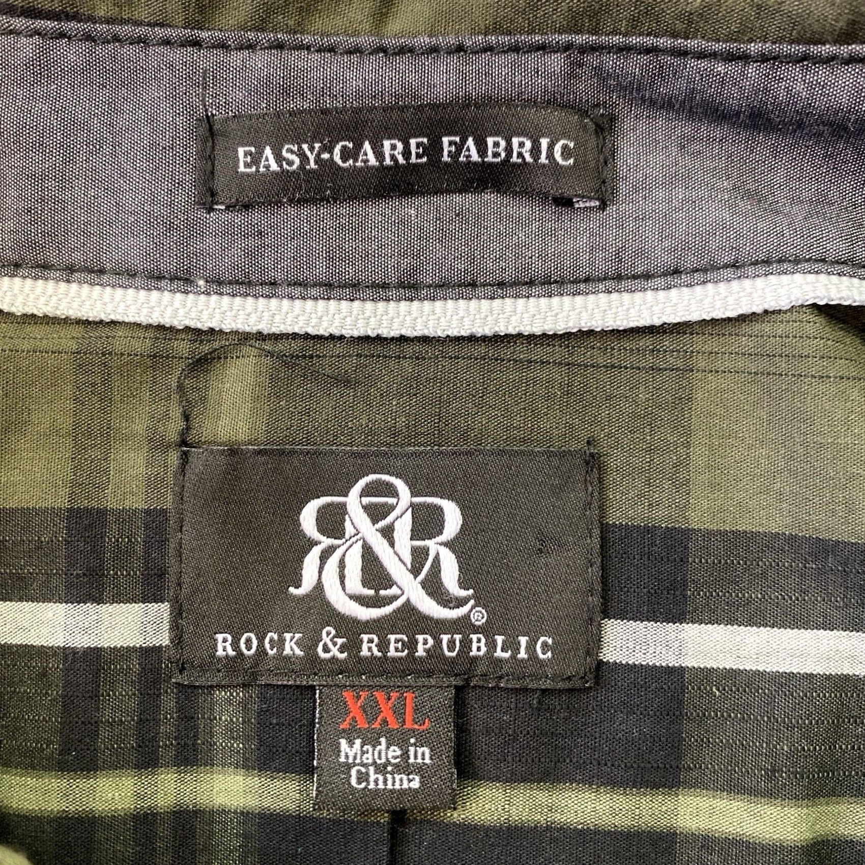Vintage Rock & Republic Shirt Button-Up Long Sleeve Plaid Green 2XL Men Easy Care Cotton Size US XXL / EU 58 / 5 - 4 Thumbnail