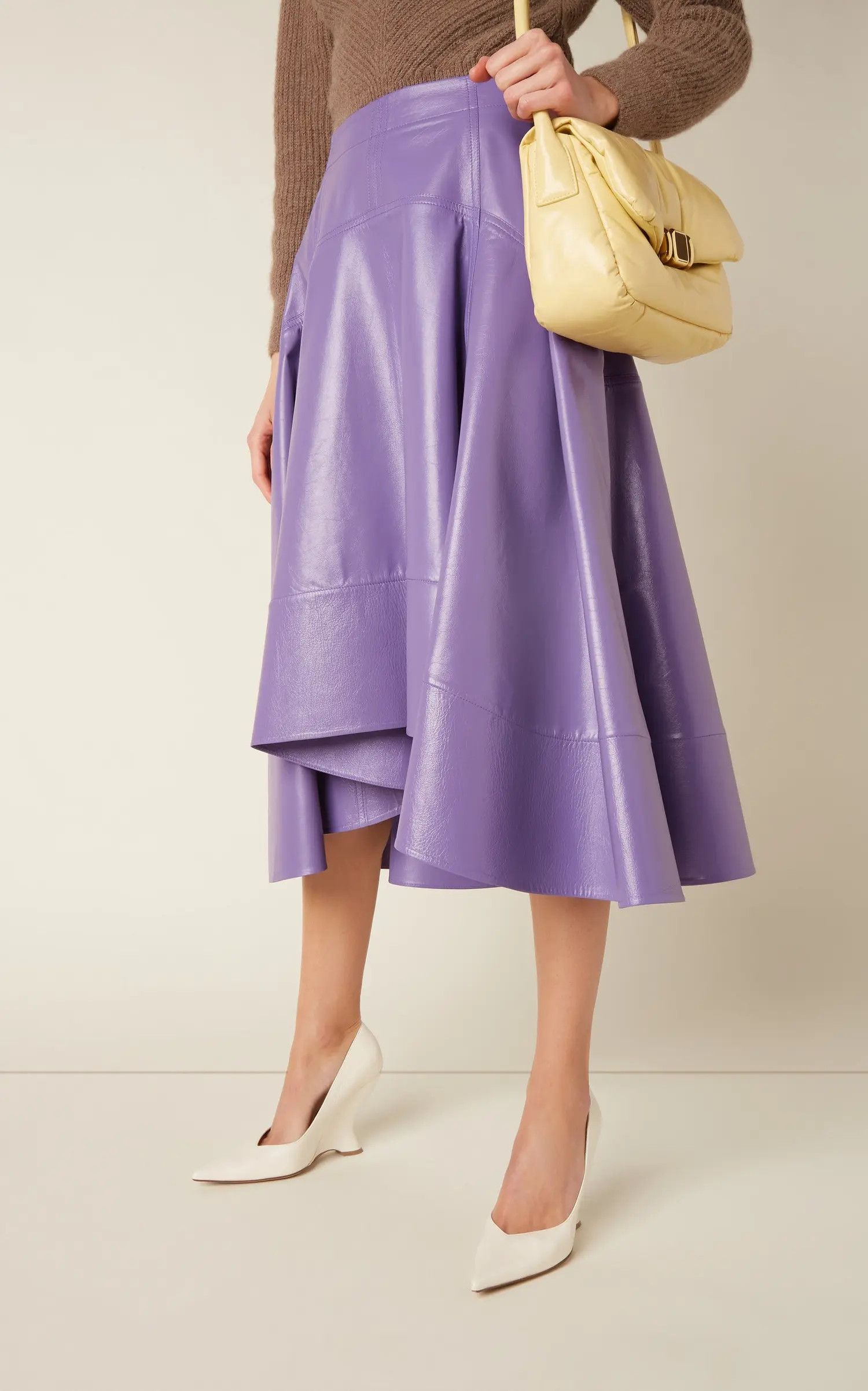 Bottega Veneta o1loc1c0824 716284 Shiny Leather Skirt in Purple Size 24" / US 00 / IT 34 - 2 Thumbnail