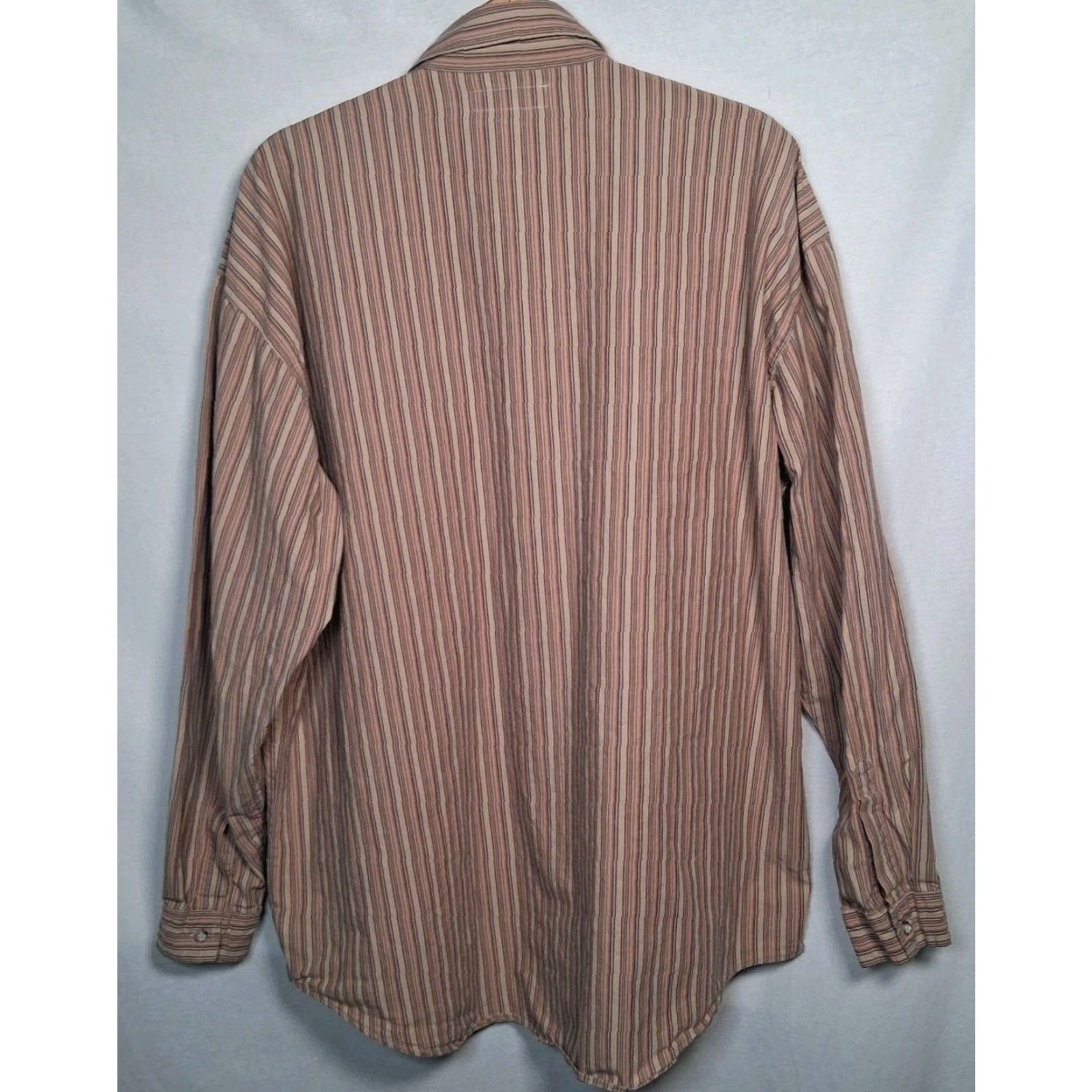 Guess VINTAGE Guess Jeans Shirt Men L Beige Striped Button Up SAMPLE 90s 1990s Cotton Carded? Size US L / EU 52-54 / 3 - 3 Thumbnail