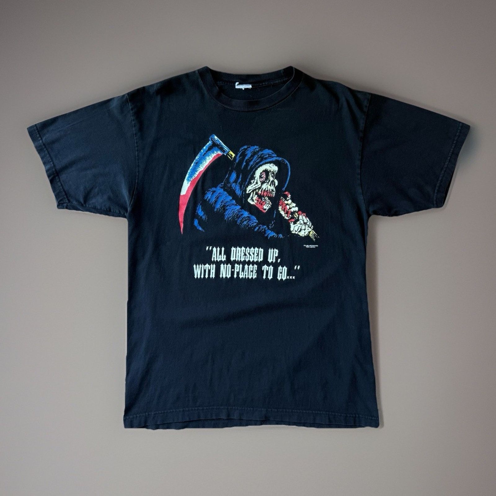 Vintage Vintage Grim Reaper Shirt Large Black 90s Streetwear Horror Size US L / EU 52-54 / 3 - 1 Thumbnail