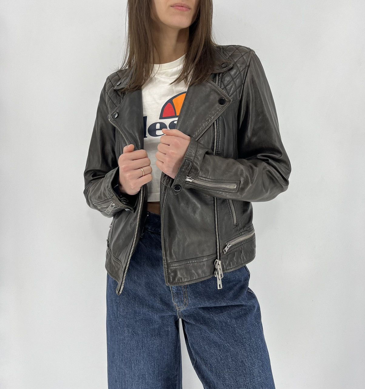 Allsaints Allsaints Leather Motorcycle Jacket Distressed original USA6 Size M / US 6-8 / IT 42-44 - 1 Thumbnail
