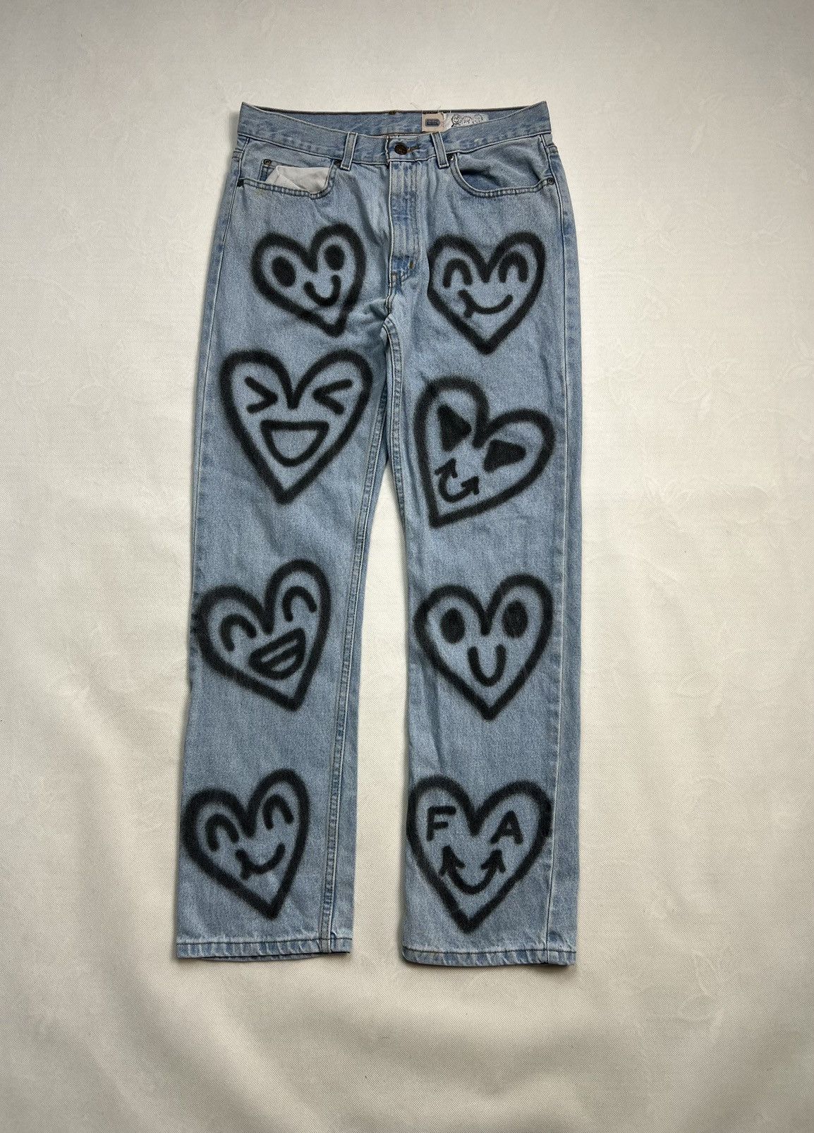 Japanese Brand × Vintage Pants y2k avant garde fashion hearts smileys vintage Size US 32 / EU 48 - 1 Thumbnail