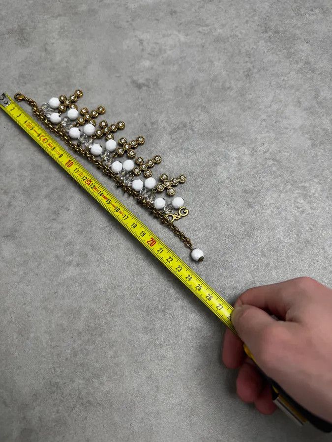 Dolce & Gabbana 2000s Dolce & Gabbana Gold Metal Pearl Charm Bracelet Size ONE SIZE - 9 Thumbnail