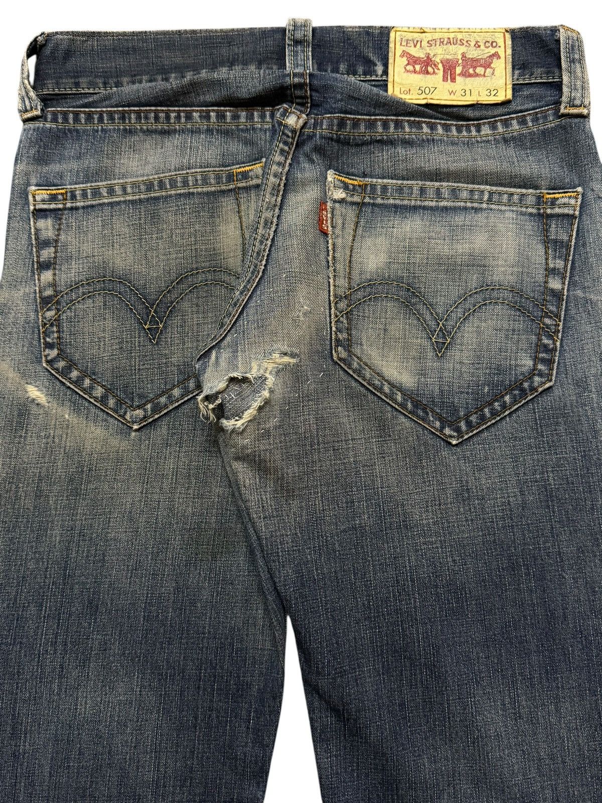 Levi's Vintage 90s Levis 507 Faded Wash Distressed Wide Leg Bootcut Size US 32 / EU 48 - 5 Thumbnail