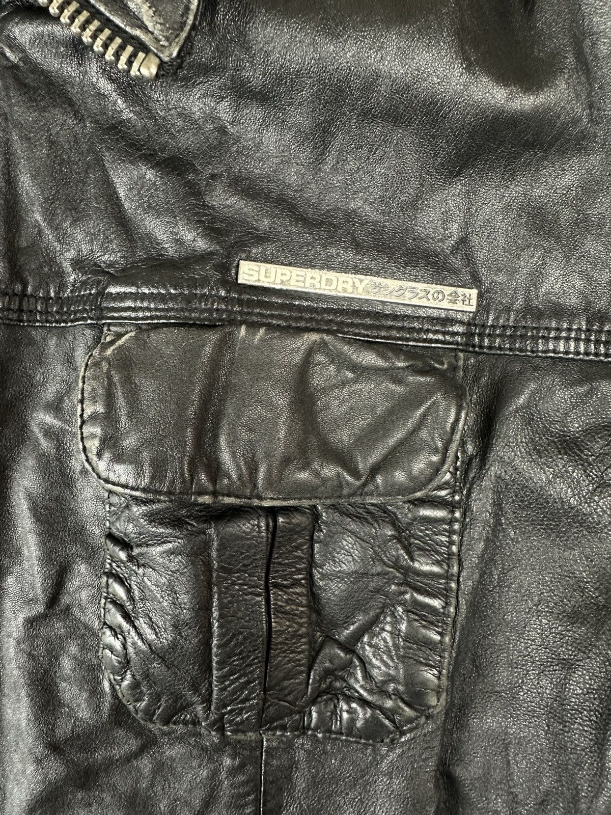 Superdry Super Dry Brad Cowhide Leather Zip Up Bomber Jacket Size US L / EU 52-54 / 3 - 9 Thumbnail
