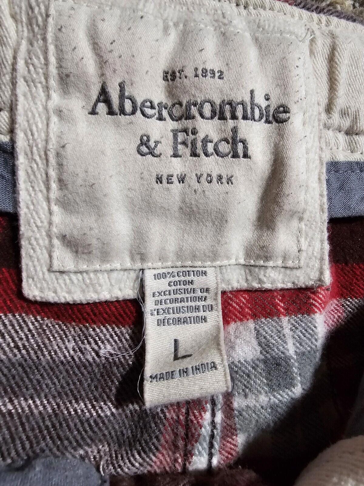 Abercrombie & Fitch Abercrombie Fitch L Red Flannel Pants Button Fly THICK HEAVY Size US 34 / EU 50 - 4 Thumbnail