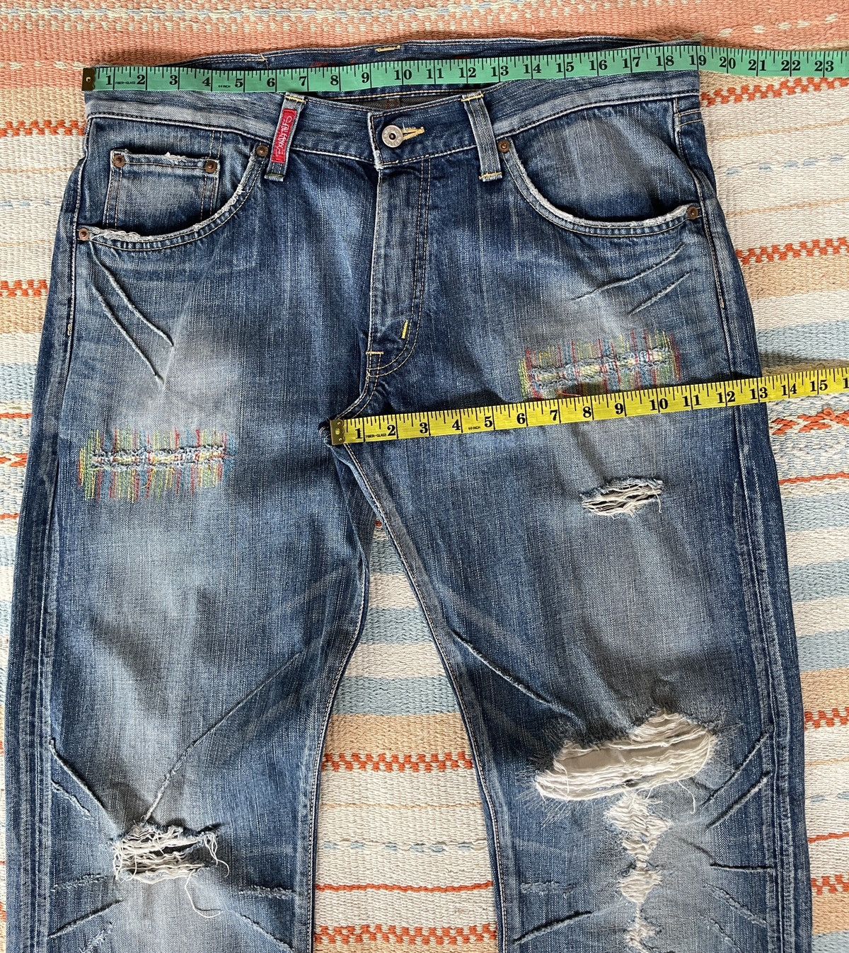 Edwin Vintage 90s🔥EDWIN✖️MURDER Squared🔥EMBROIDERY Distressed Denim Size US 38 / EU 54 - 4 Thumbnail