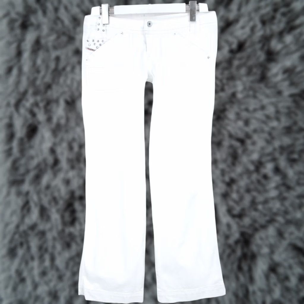 Diesel DIESEL Wiggy Jeans Women's W28/L34 Wide Leg Zip Fly White Denim 008CM_Stretch Size 28" / US 6 / IT 42 - 1 Thumbnail