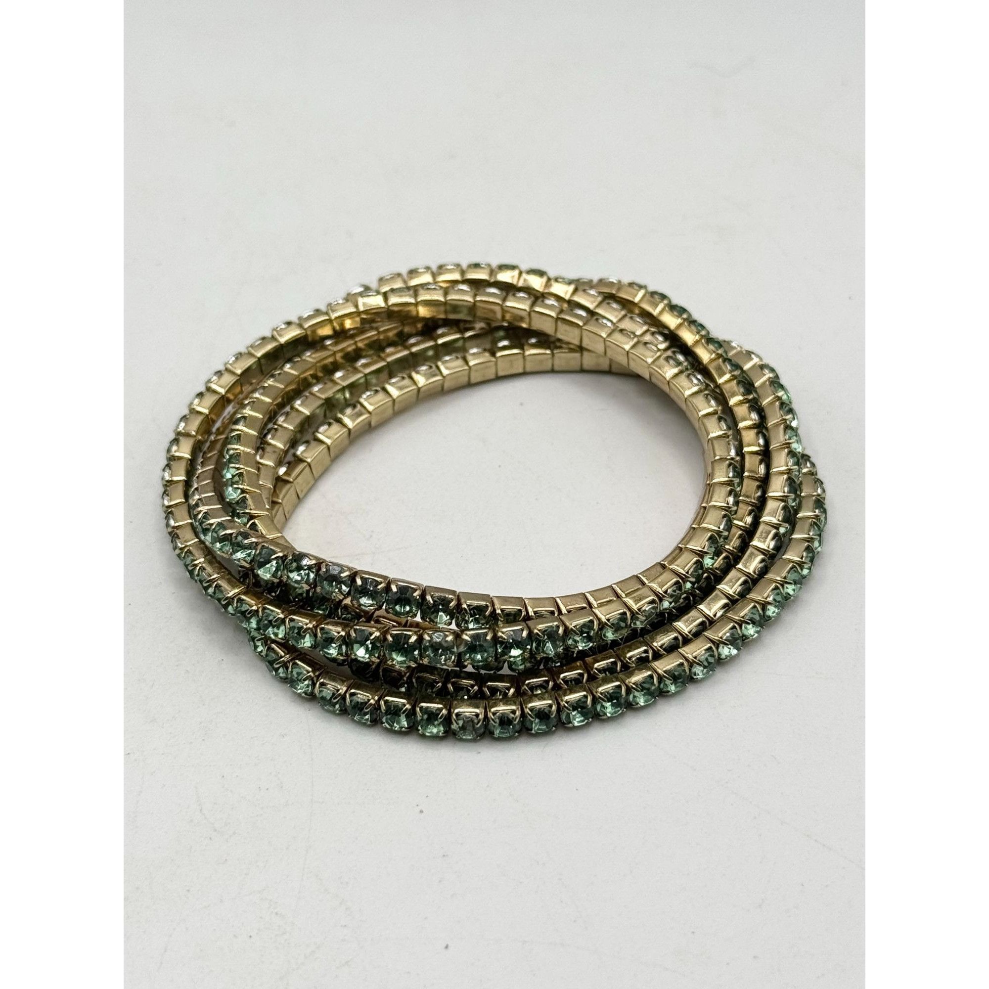 Vintage Vintage green rhinestone stretch five strand bracelet set Size ONE SIZE - 2 Thumbnail