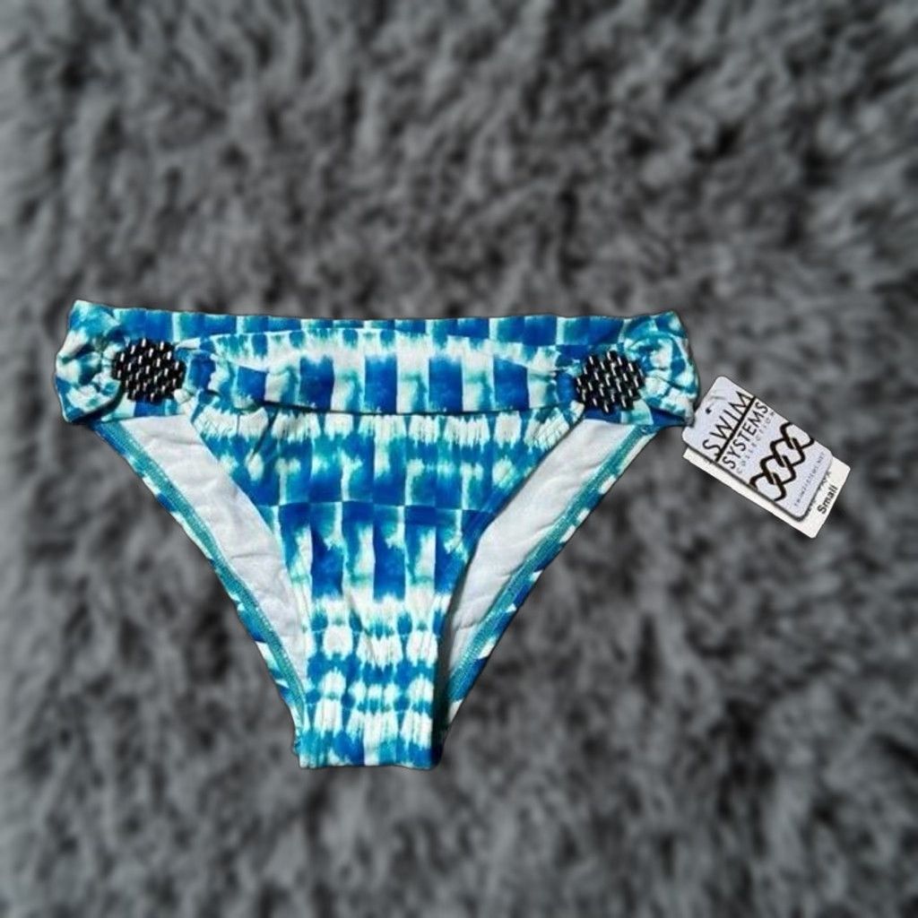 Vintage Swim Systems Bikini Bottom S Tie Dye Shibori Luxe Boho Chic Hipster Bottom Womens S Beach Blue Size 28" / US 6 / IT 42 - 1 Thumbnail