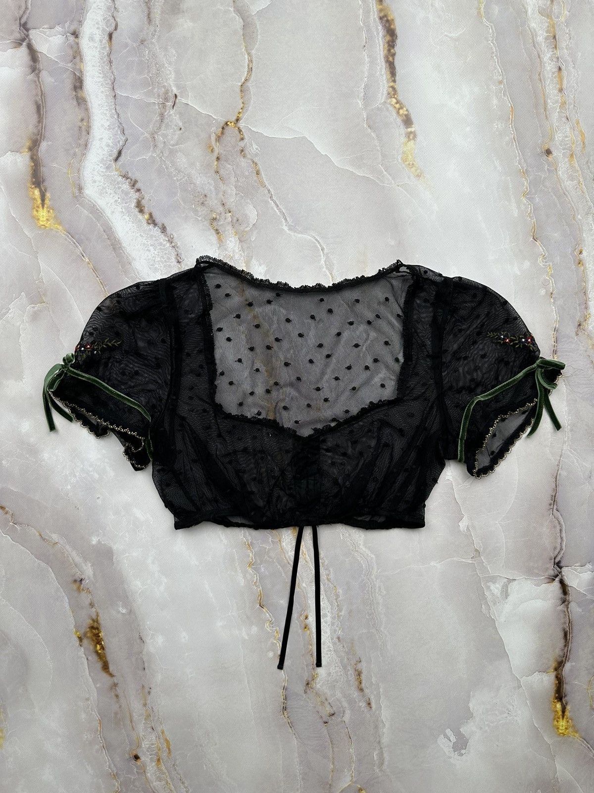 Japanese Brand Vintage Mesh Cropped Tank Top Size XS / US 0-2 / IT 36-38 - 1 Thumbnail