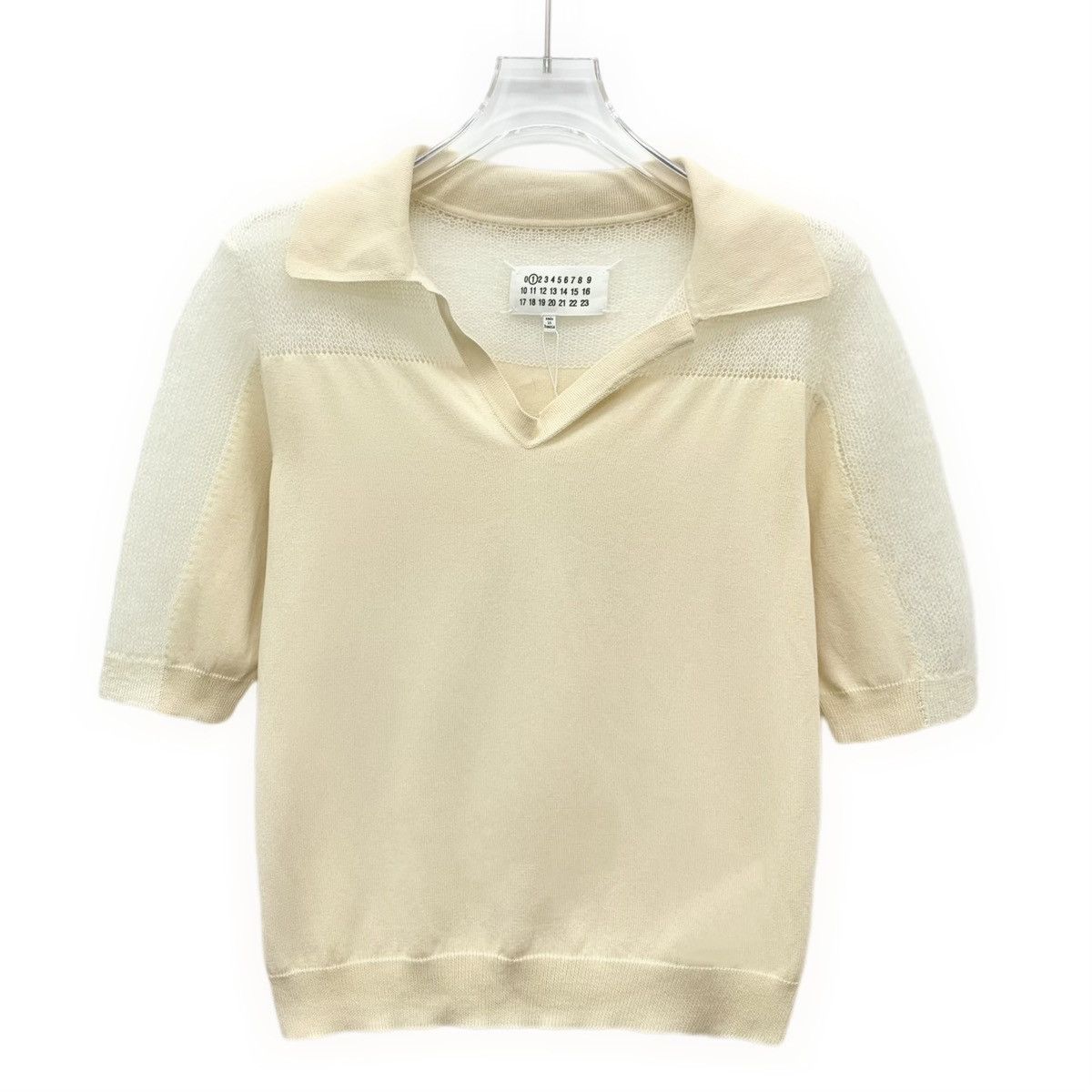 Maison Margiela Maison Margiela Beige Collared Short Sleeve Knit Top K26WX Size S / US 4 / IT 40 - 1 Thumbnail