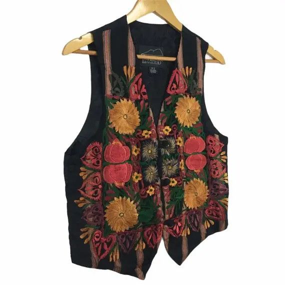 Vintage TENANGO DESIGNS Embroidered Vest Floral Made in Guatemala Size S / US 4 / IT 40 - 3 Thumbnail