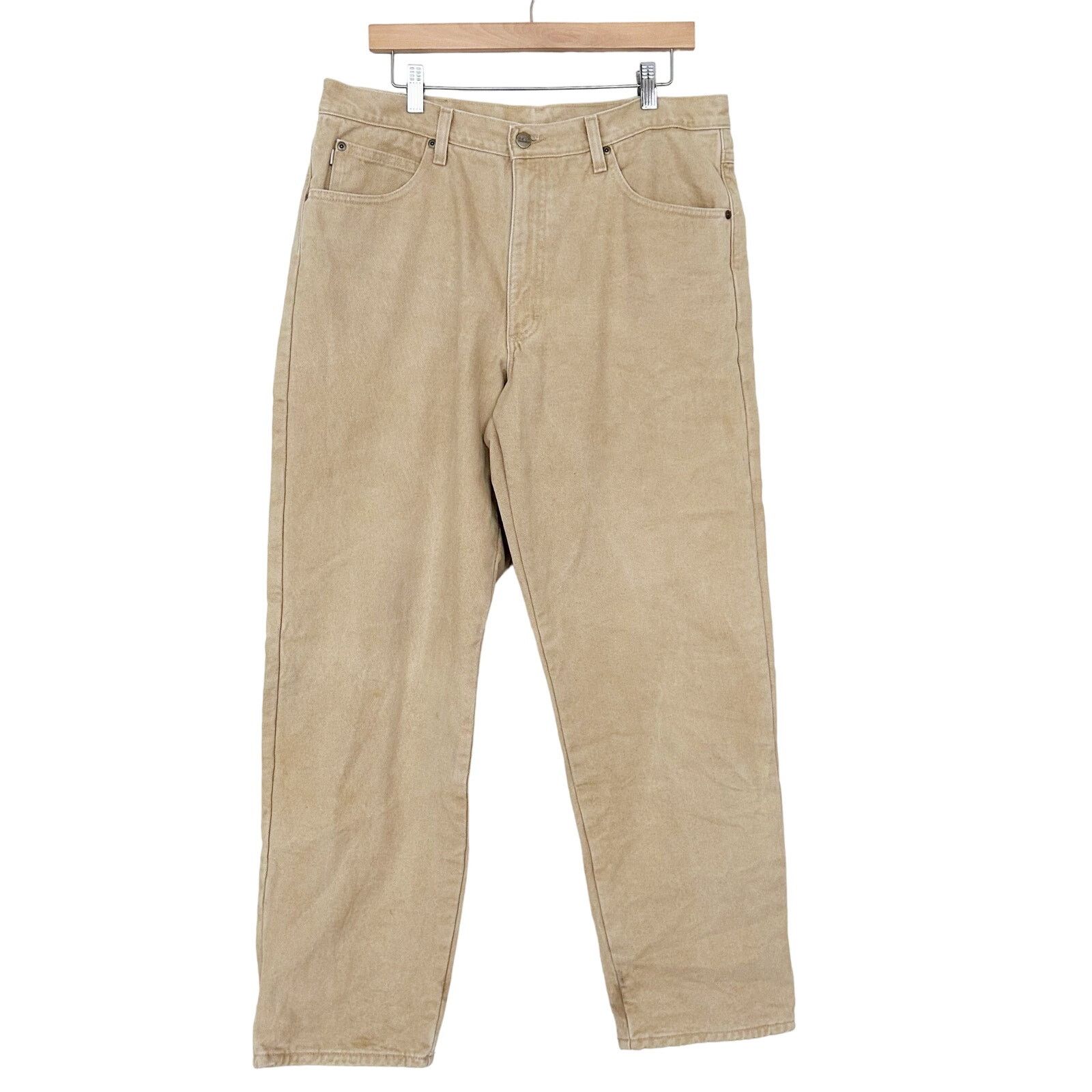 L.L. Bean LL Bean Tan Double L Classic Fit Flannel Lined Jeans 37x32 Size US 37 - 1 Thumbnail