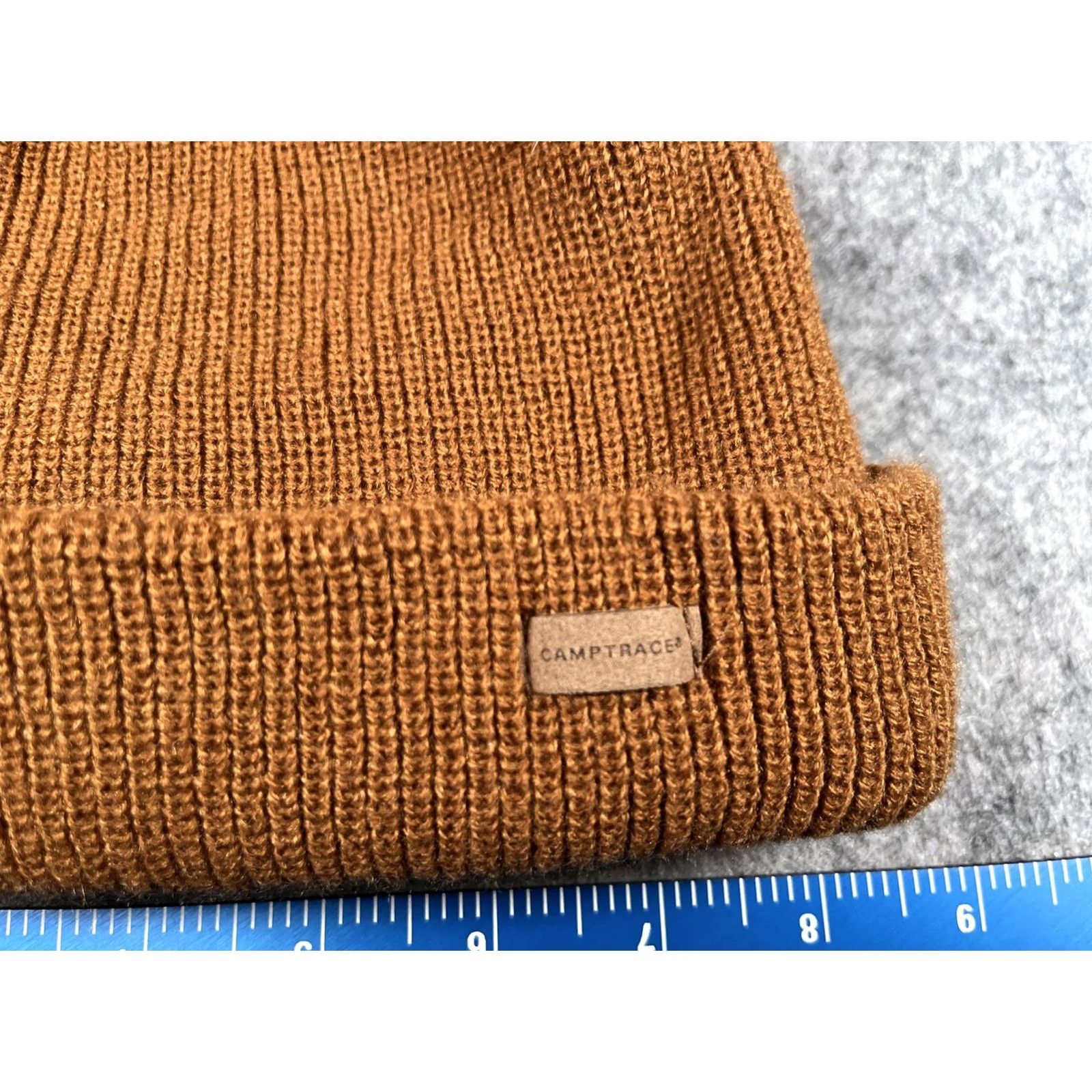 Vintage CAMPTRACE Beanie Mens One Size Brown Knit Cuffed Stretch Winter Casual Hat Size ONE SIZE - 2 Thumbnail