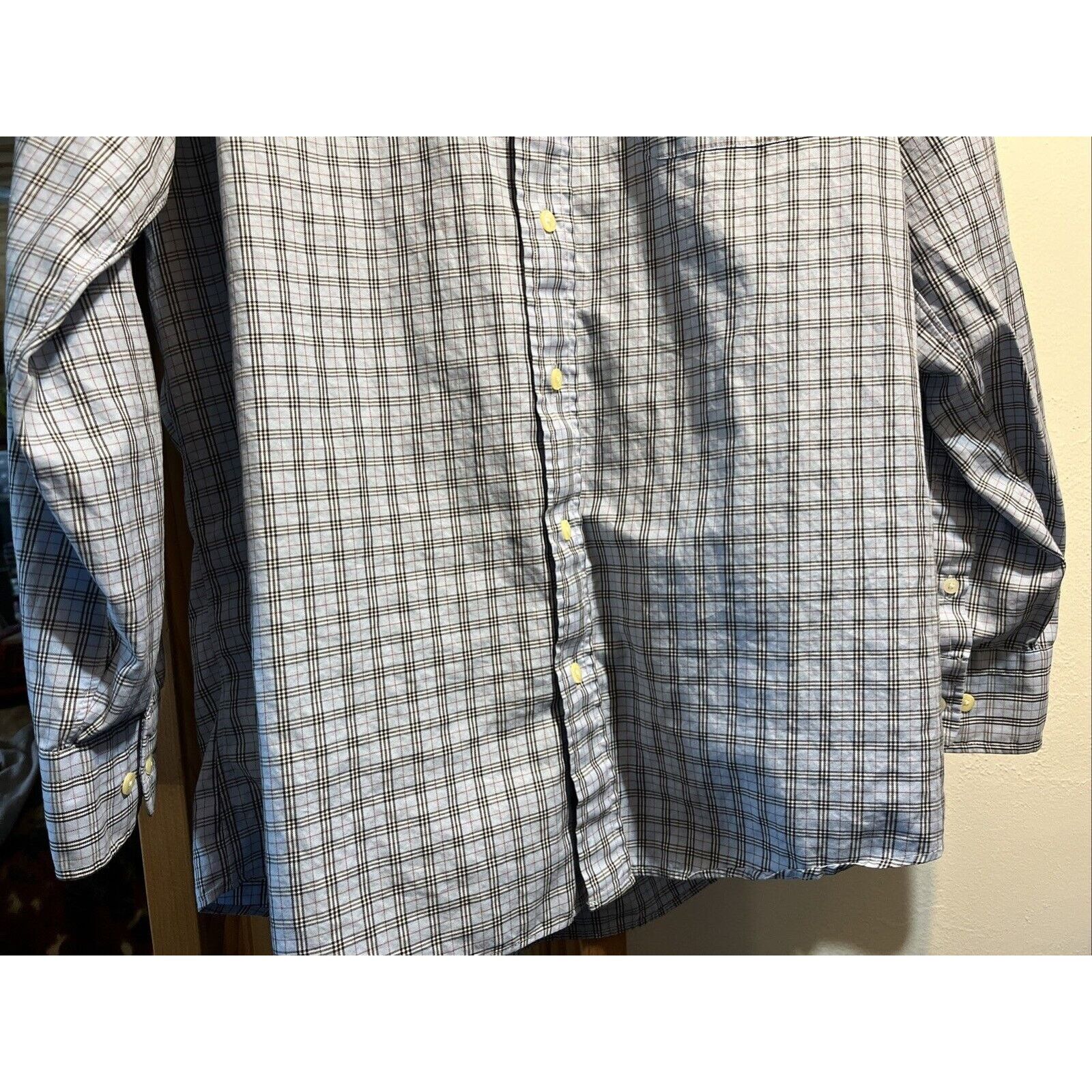 Burberry Burberry Men M Blue Plaid Long Sleeve Button Up Cotton Shirt Size US M / EU 48-50 / 2 - 8 Thumbnail