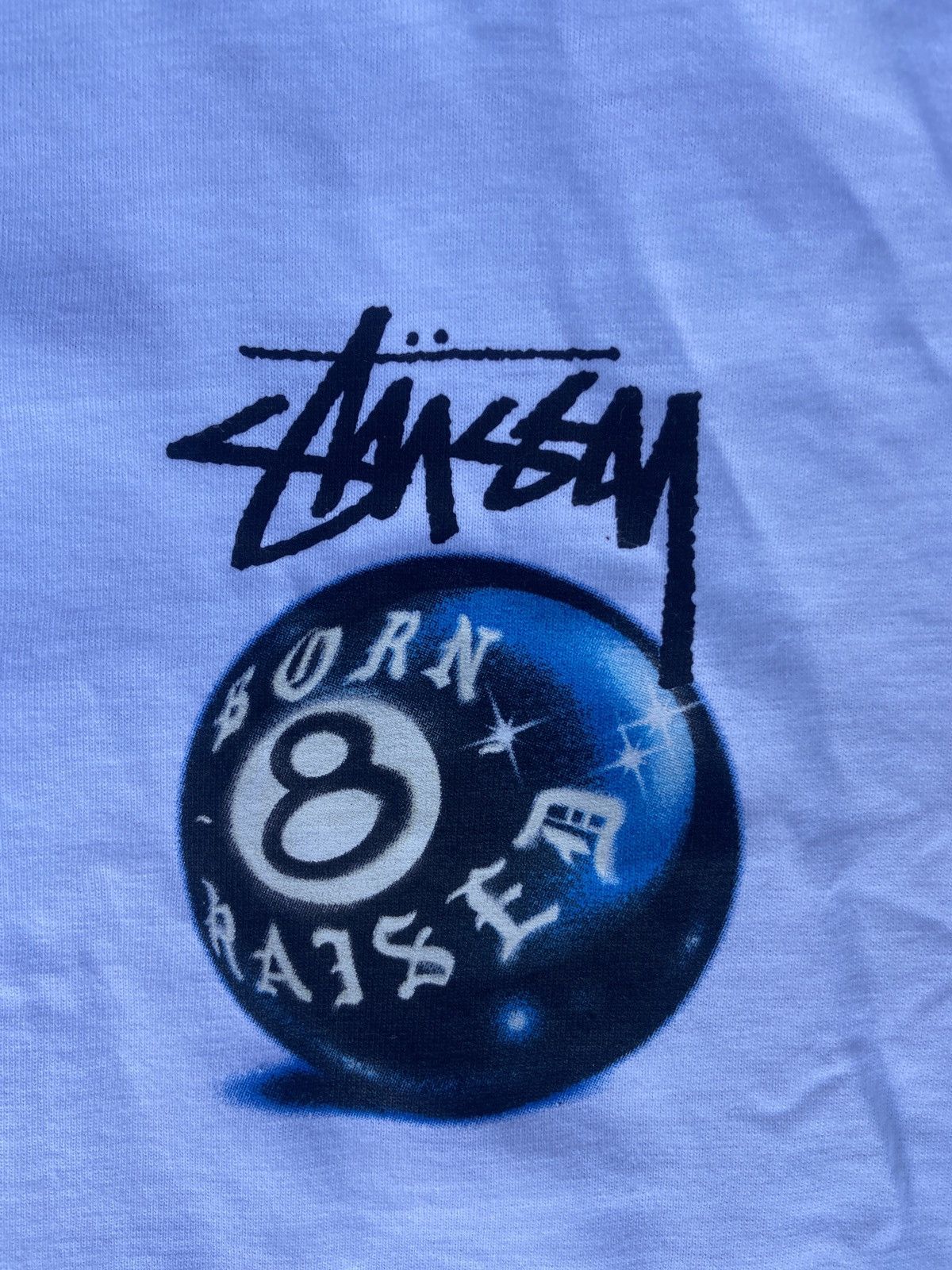 Stussy Stussy Born x Raised 8 Ball Tee White MEDIUM | Grailed