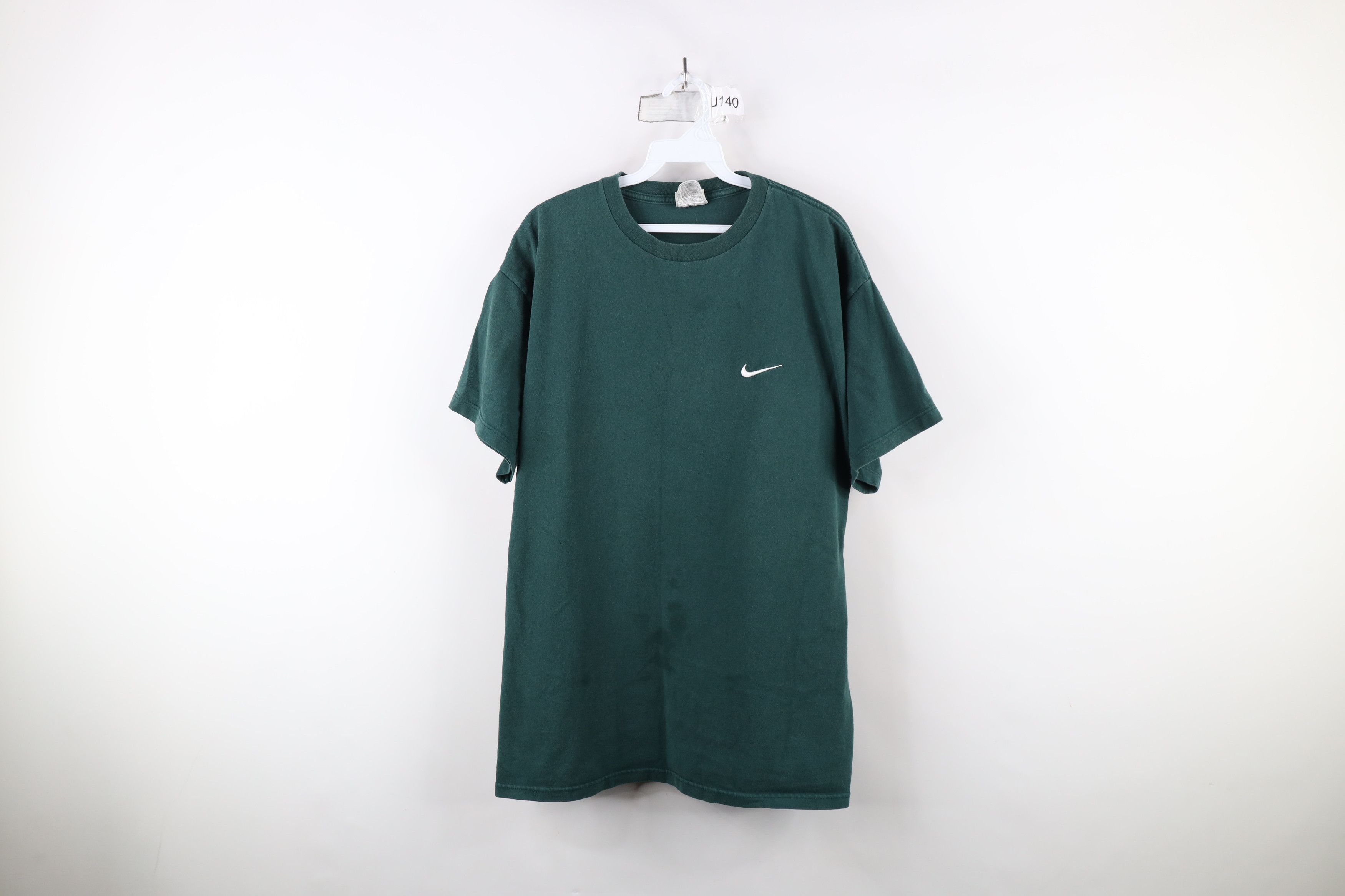 Nike × Vintage Vintage 90s Nike Travis Scott Mini Swoosh T-Shirt Green USA Size US L / EU 52-54 / 3 - 1 Thumbnail