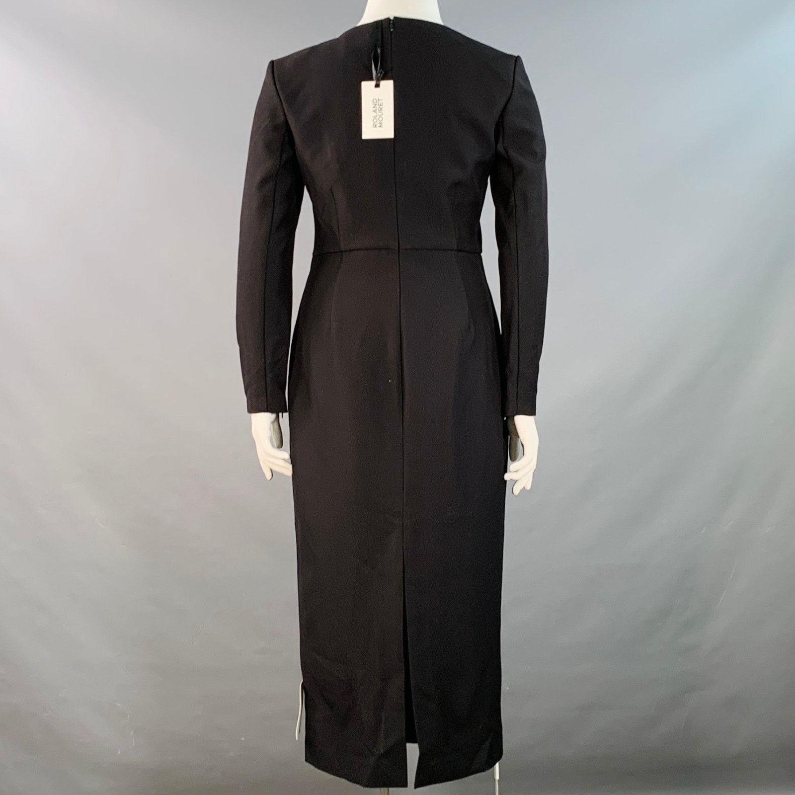 Roland Mouret 10 Monochrome Black White Polyester Blend Long Sleeve Midi Size L / US 10 / IT 46 - 4 Thumbnail