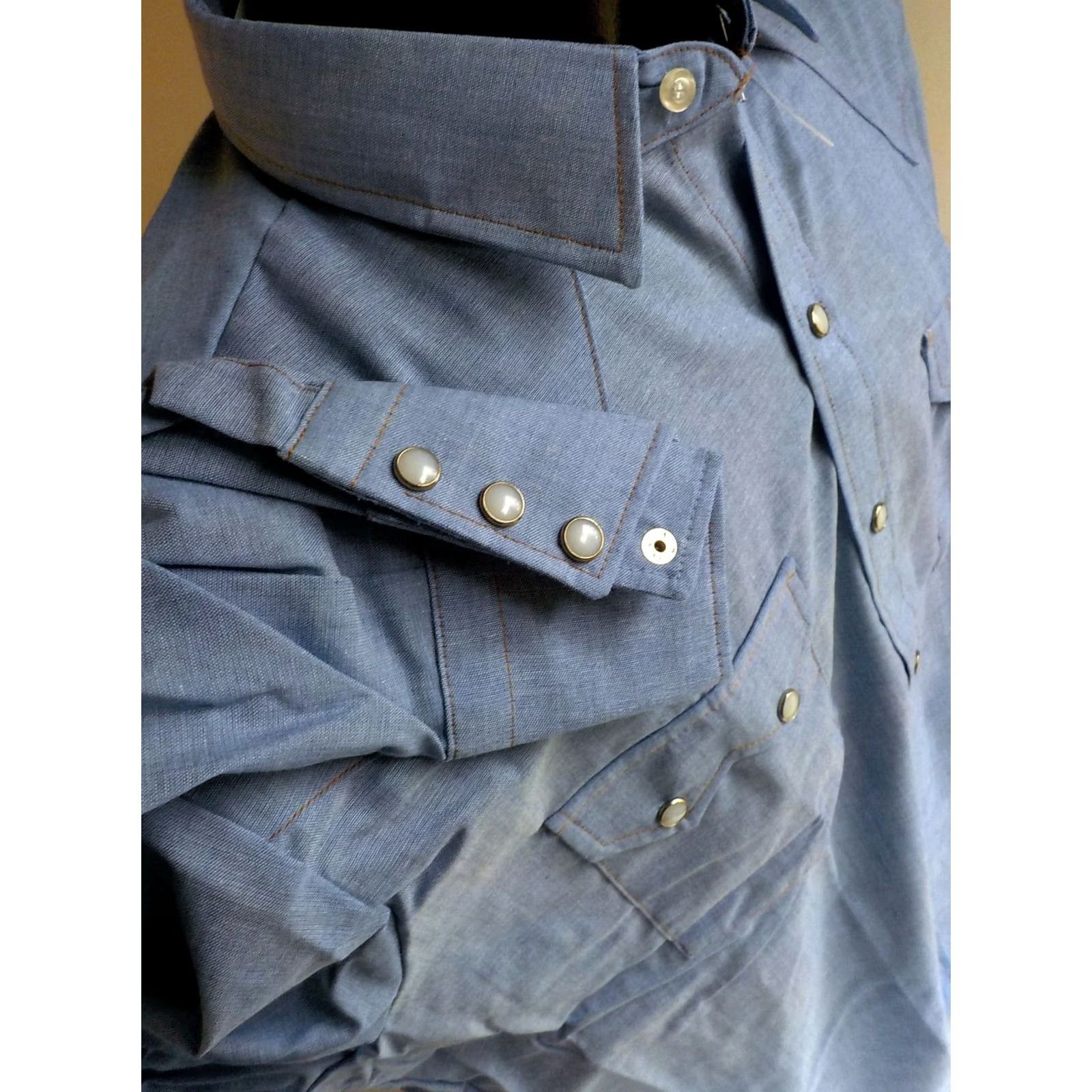 Vintage DC BRAND Authentic Western Wear Mens Shirt Snap-Up Cotton/Poly Blue SZ 16 1/2 NWOT Size US XL / EU 56 / 4 - 4 Thumbnail