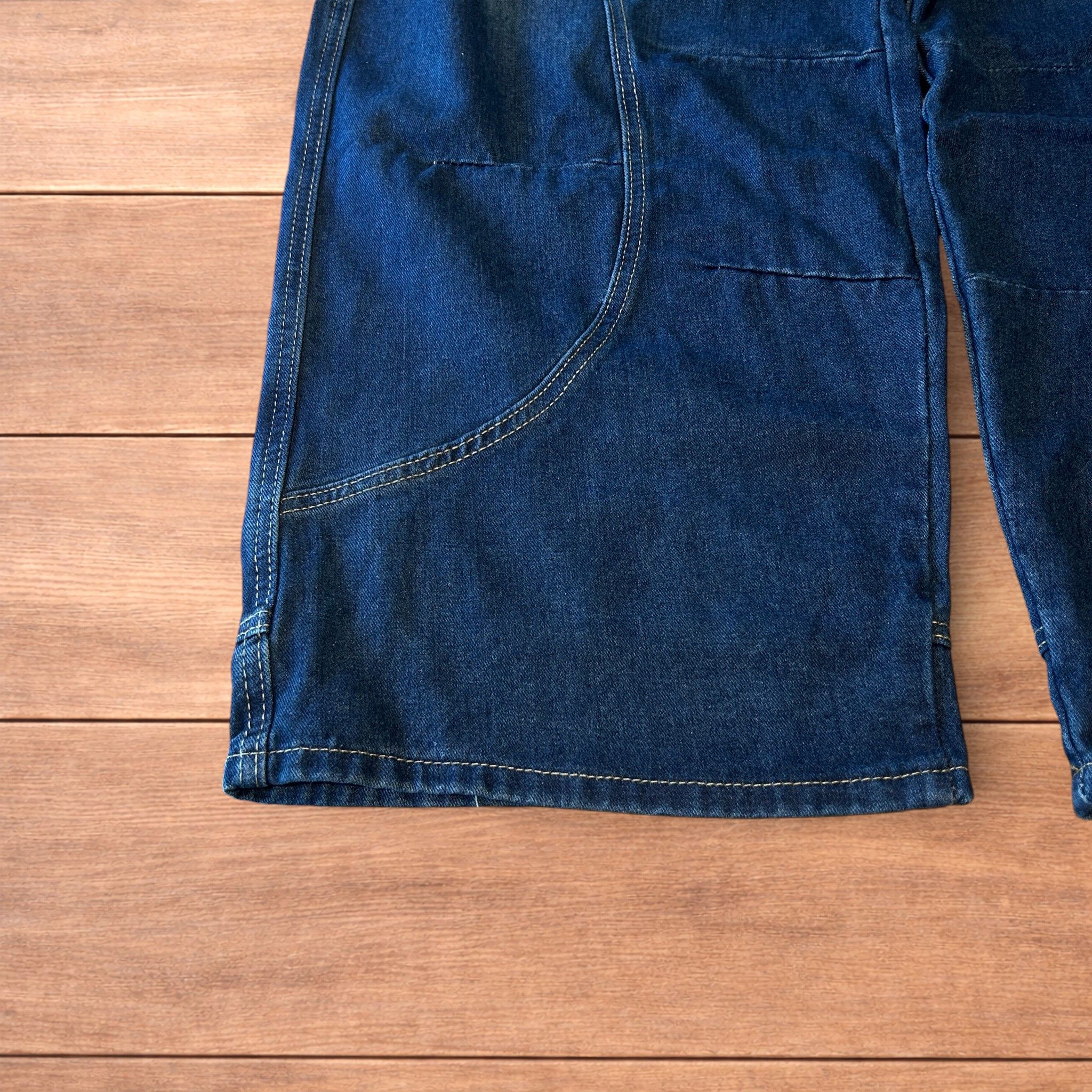 Japanese Brand Vintage style baggy wide leg skater jeans w. fade in blue. Size US 36 / EU 52 - 5 Thumbnail