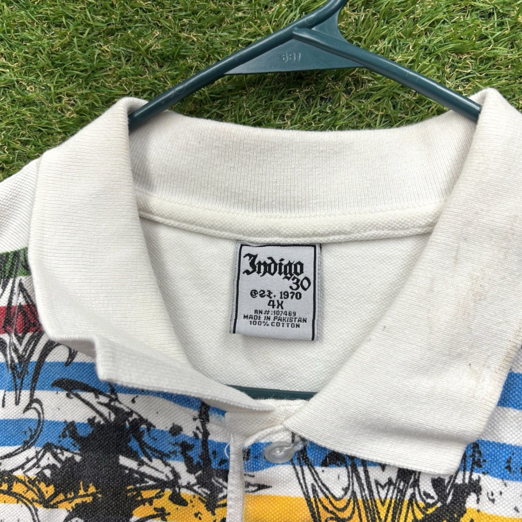 Vintage VINTAGE Indigo 30 Polo Shirt Mens 4XL Striped White Cotton Polyester Blend Sports 90s Polo Mens Size US XXL / EU 58 / 5 - 3 Thumbnail