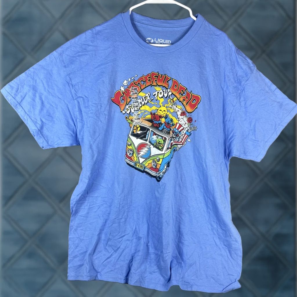 Liquid Blue Liquid Blue Grateful Dead Shirt Mens 2XL Blue Summer Tour Band Music Graphic Tee Size US XXL / EU 58 / 5 - 1 Thumbnail