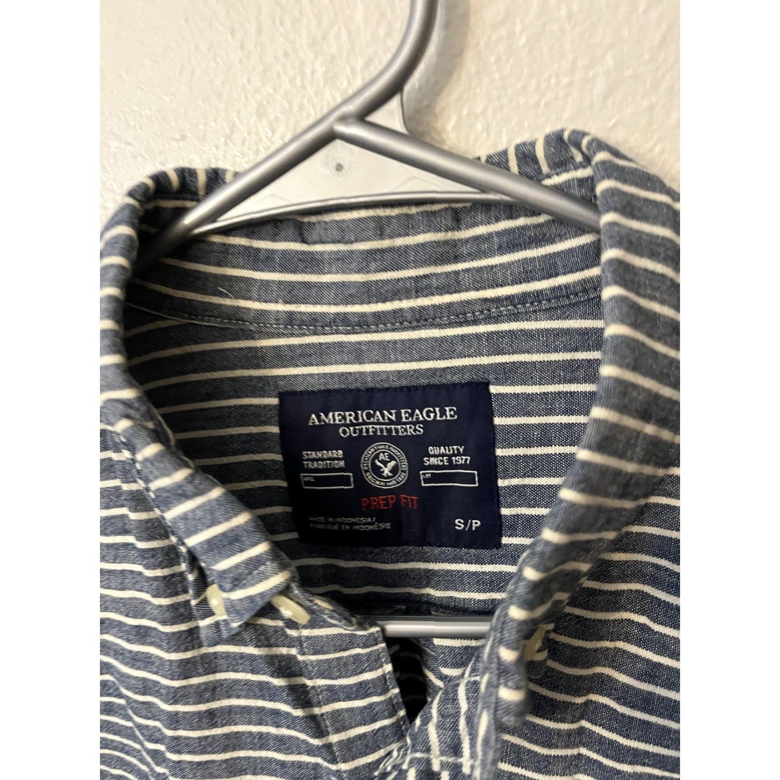 American Eagle Outfitters VINTAGE American Eagle Mens Shirt Blue Striped Cotton Size Small Prep Fit Size US S / EU 44-46 / 1 - 3 Thumbnail