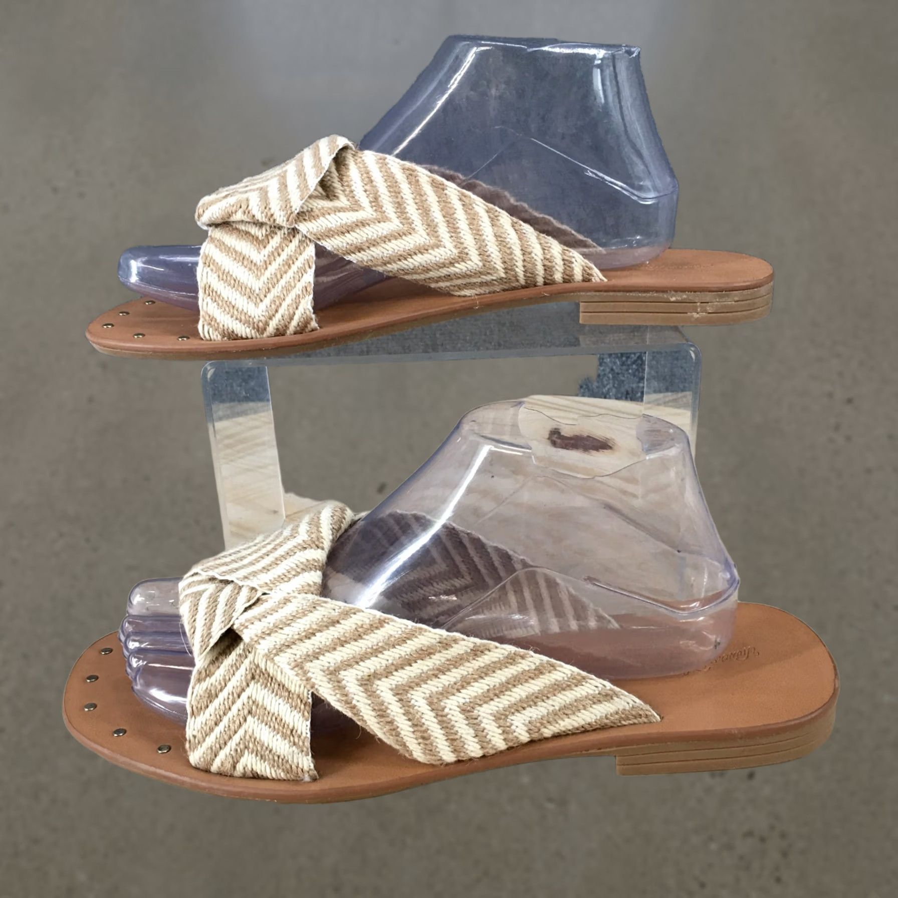 Vintage Universal Thread Sandals Womens 9.5 Louise Chevron Knotted Slide Brown Striped Size US 10 / IT 40 - 1 Thumbnail