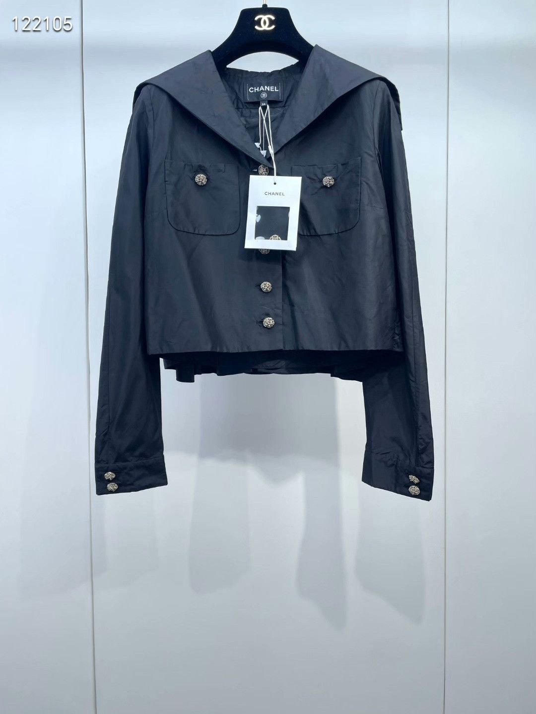 Chanel Chanel 26C Black Navy Collar Cape Top Size XXS / US 00 / IT 34 - 1 Thumbnail