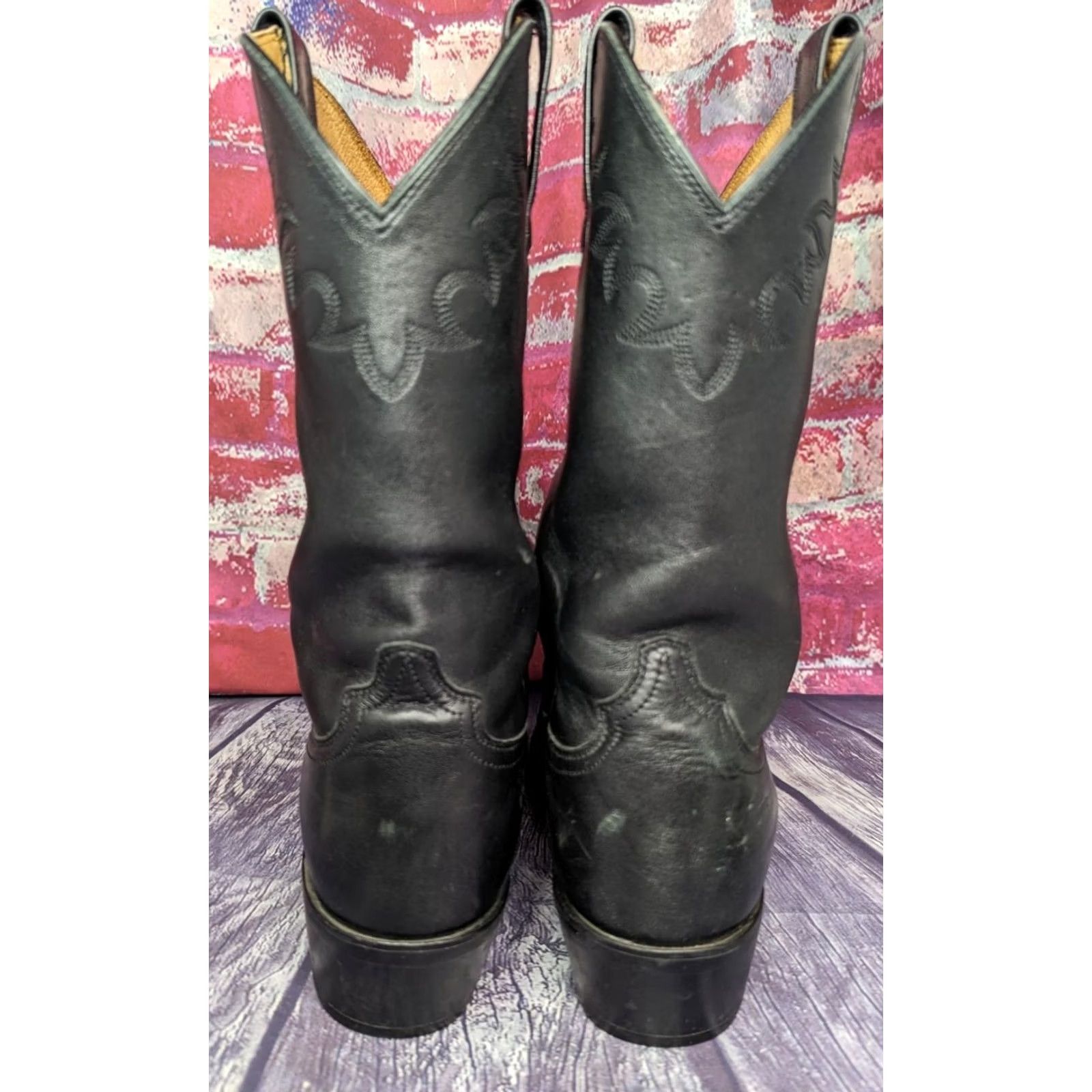 Ariat Men’s Vintage Black Leather Cowboy Boots Embroidered Western 34601: 9D Ariat Heritage Sedona Western Boots Mens Leather Black 10.5  main image 3