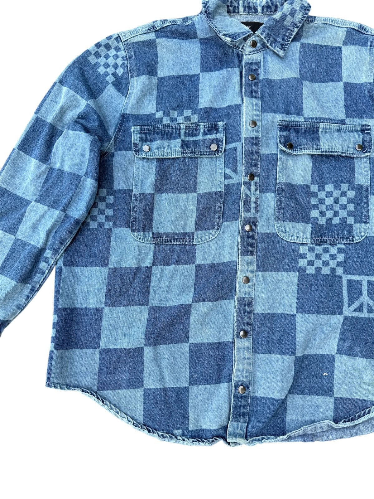 Japanese Brand × Kapital JAPAN BRAND JUNY DENIM PLAID SNAP BUTTON JACKET OVERSIZED Size US M / EU 48-50 / 2 - 5 Thumbnail