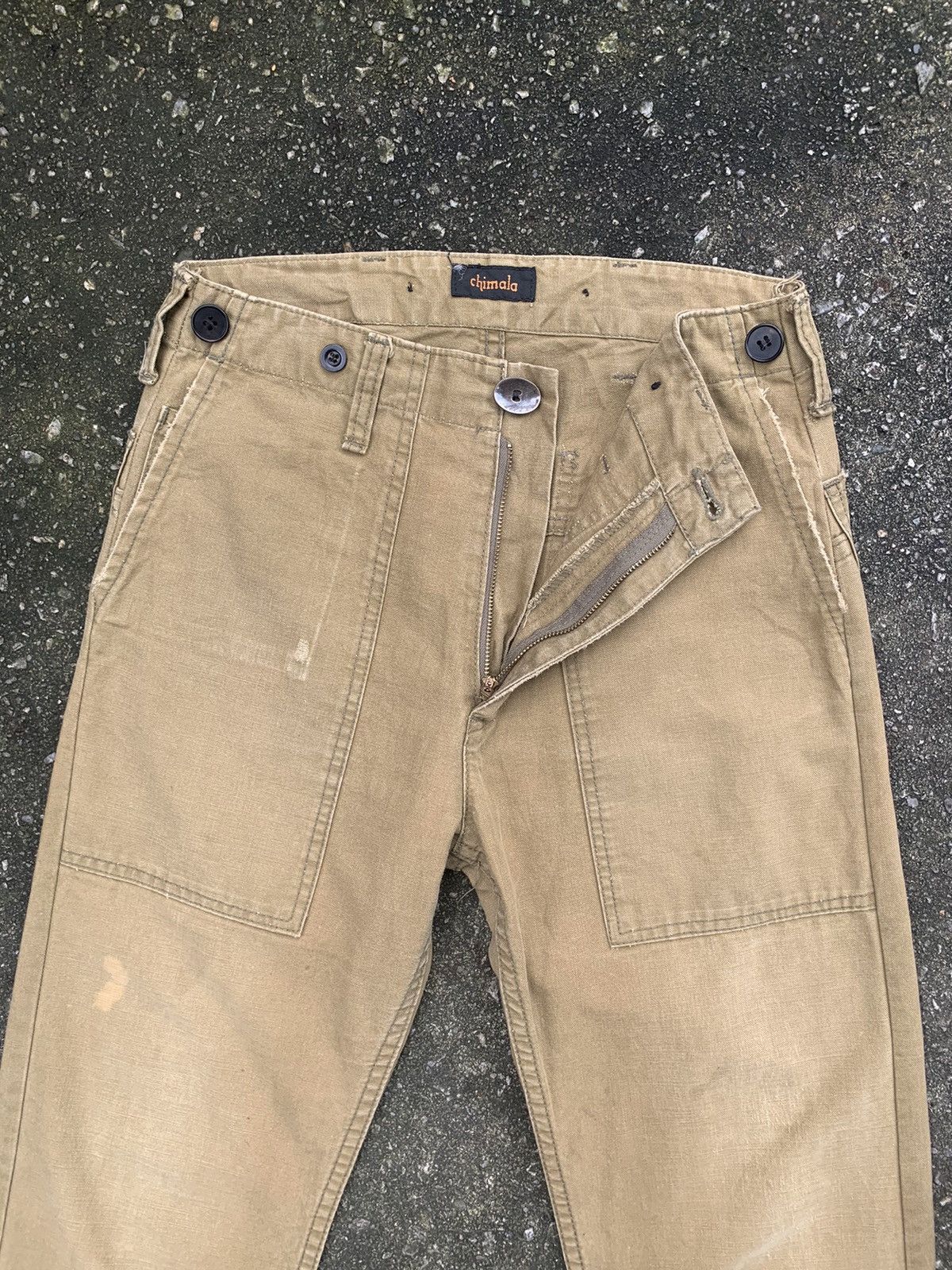 Chimala 🔥Distressed Chimala Fatigue Baker Buckle Back CANVAS Pants Size US 28 / EU 44 - 20 Thumbnail