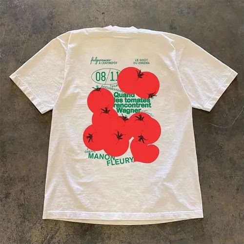 Japanese Brand White casual retro tomato print cotton t-shirt Size US M / EU 48-50 / 2 - 1 Thumbnail
