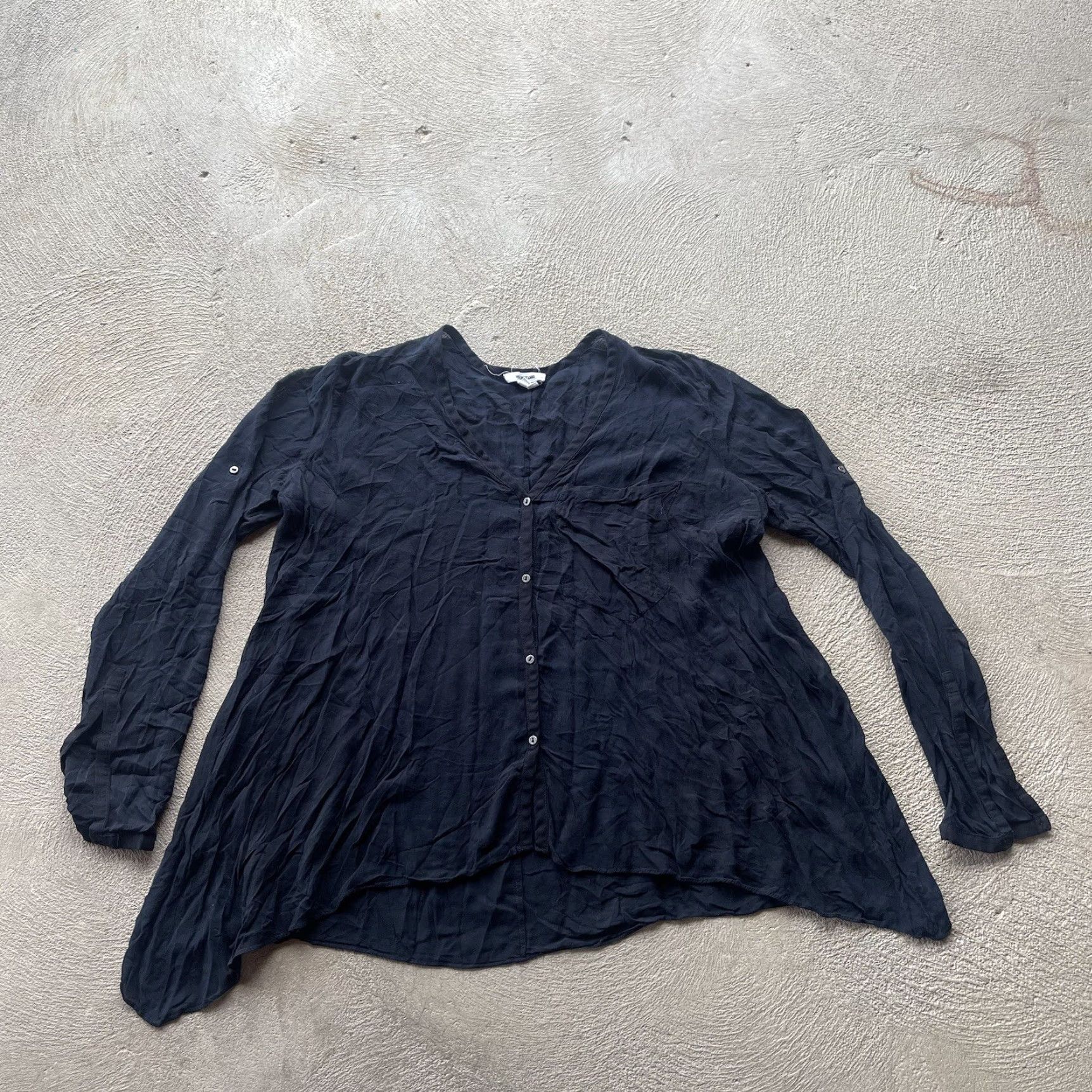 Helmut Lang Helmut Lang Shirt Womens P Black Button Up Long Sleeve V-Neck Roll Tab Preppy Basic Solid Size S / US 4 / IT 40 - 2 Thumbnail